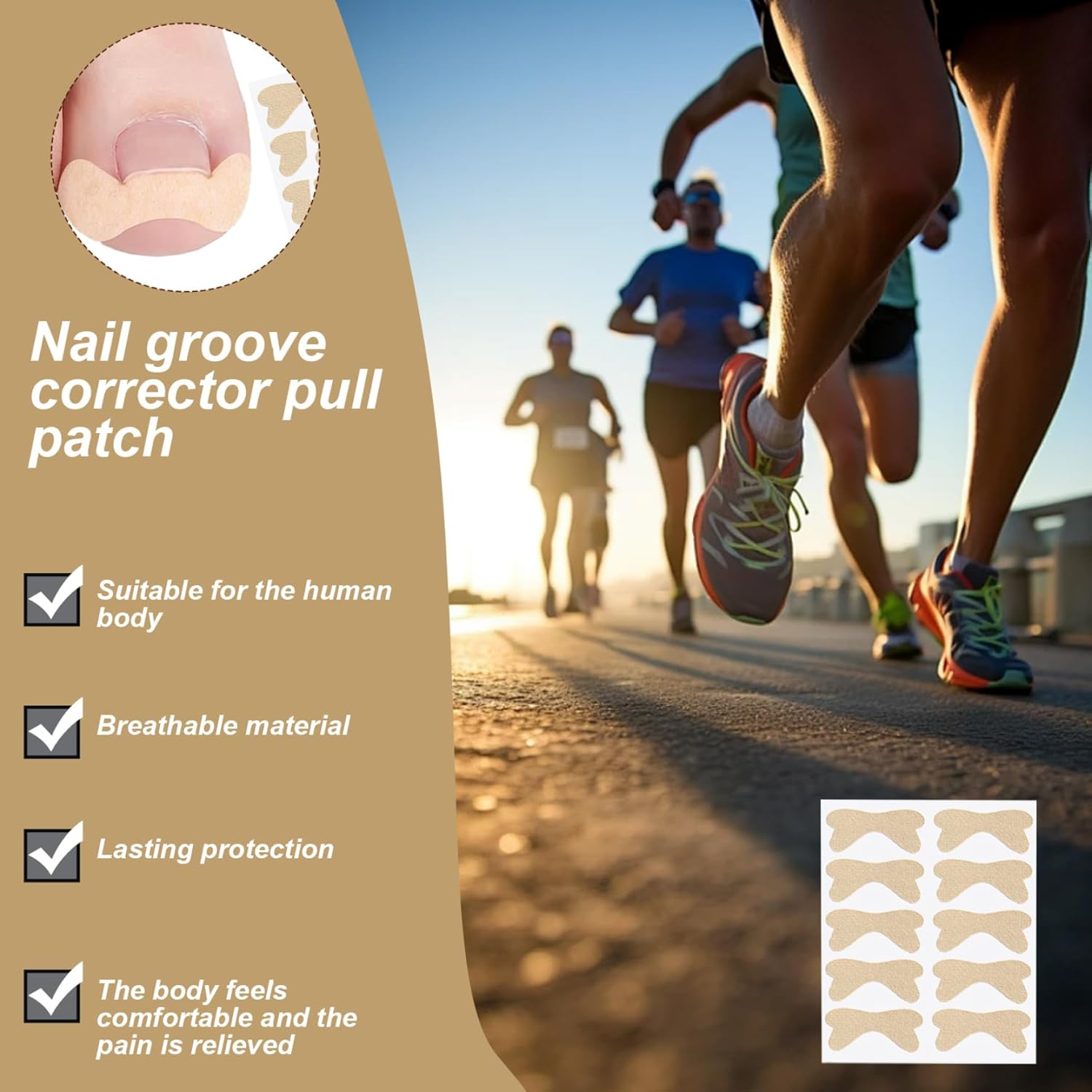 Ingrown Toenail Corrector, 180PCS Breathable Self-Adhesive Ingrown Toenail Patches, Pain Relief Nail Patches image number 2