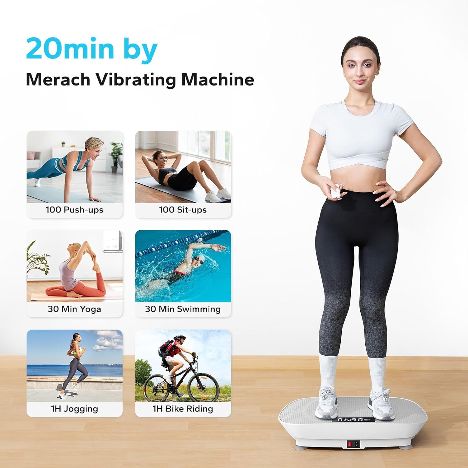 MERACH Vibration Plate Exercise Machine,Whole Body Workout Power Vibrate Fitness Platform Vibration Plate for Lymphatic Drainage,Motor Speed Control , Weight Loss & Shaping image number 6