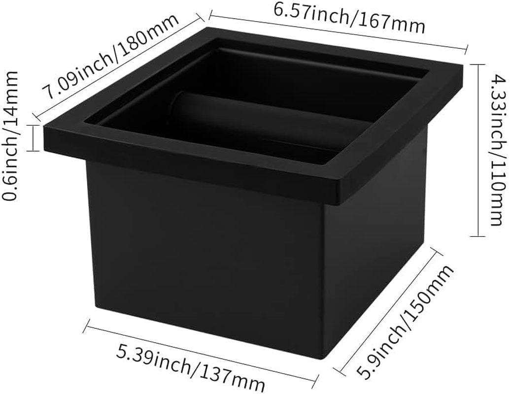 Watchget Espresso Knock Box - Built-In Stainless Steel and Silicone Coffee Knock Box Chute, Detachable Rubber Rod, Square Bottomless Waste Bin for Coffee Grounds image number 3