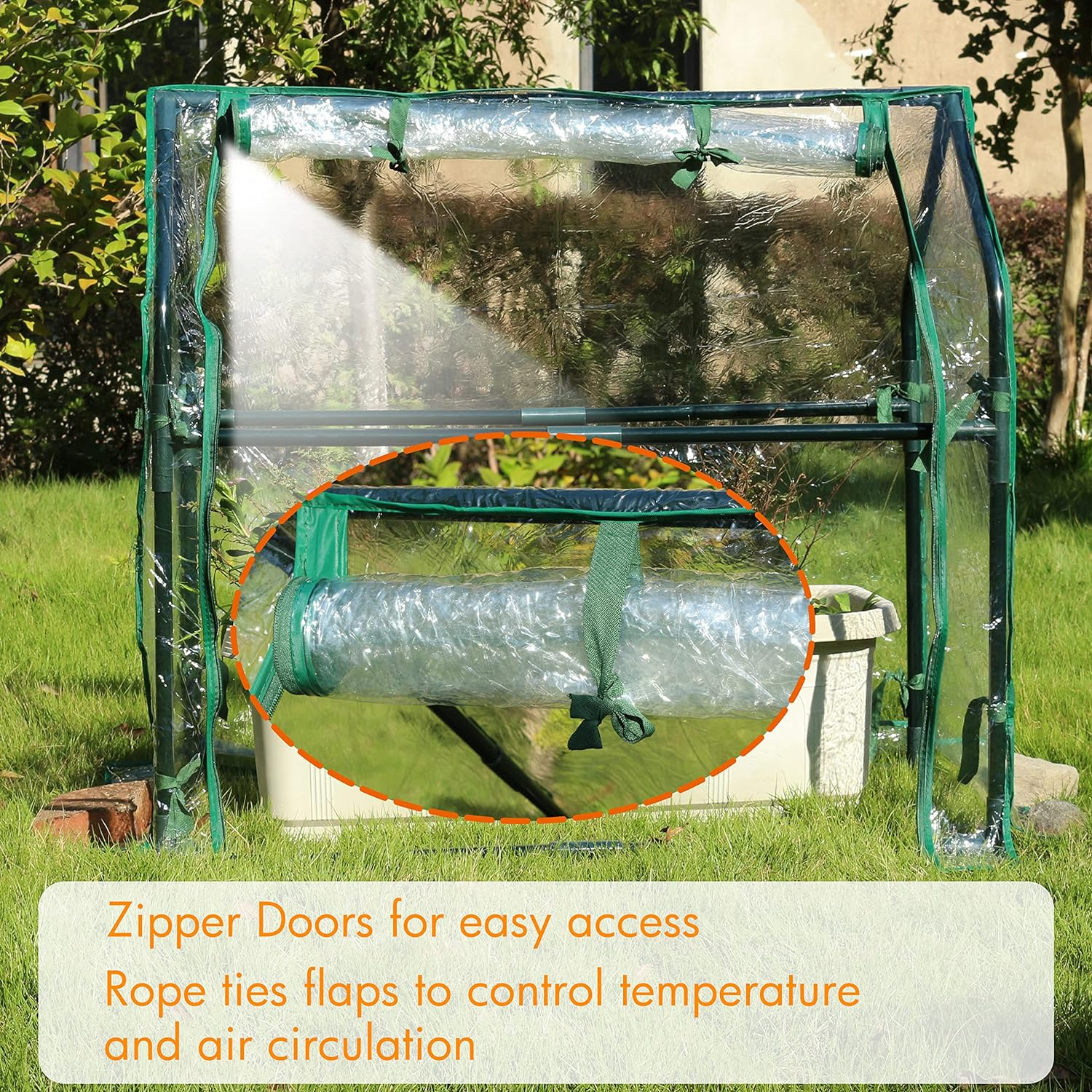 Gardzen Mini Greenhouse Heavy Duty Portable Green House, Clear Tent Indoor or Outdoor for Plants 36.2~''(L) X18.8~''(W) X33.3~''(H) GGH-R1 image number 4