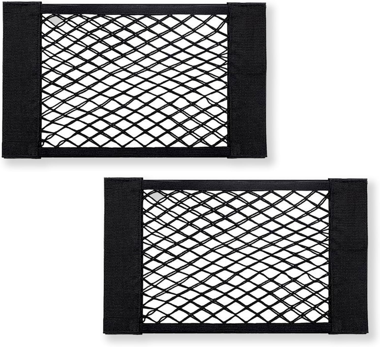 2 Pcs Black Magic Adhesive Mesh Cargo Net Elastic String Net Mesh Net Pouch, Car Boot Organiser Storage, Car Boot Van Storage Solutions Accessories for Storing Phone/Water Bottle/Toiletry