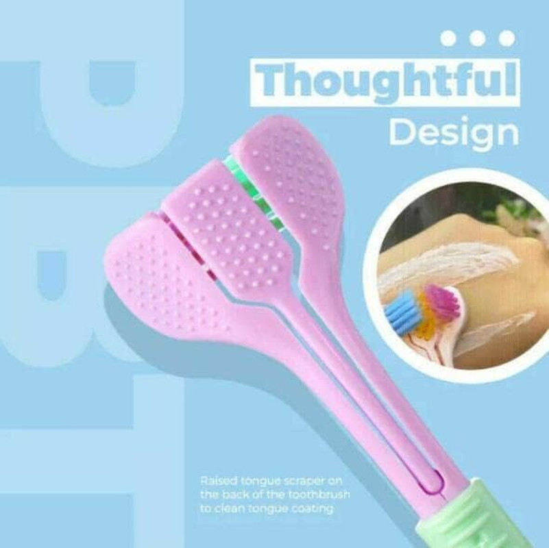 2Pcs Random Color Three-Sided Soft Hair Toothbrush, Effective Wrap-Around Design, Deeply and Thoroughly to Clean Teeth and Gums, Manual Toothbrushes Suitable for Adults and Children Health Household image number 3