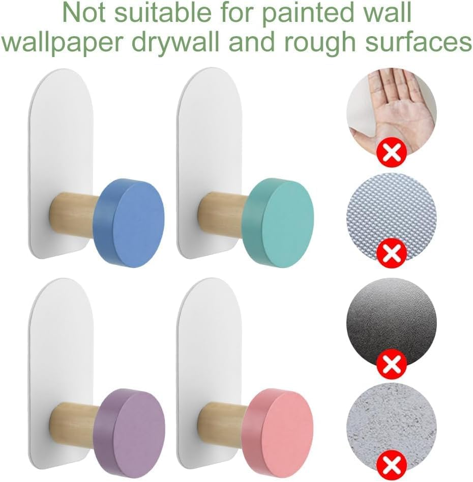 5Pcs Cute and Creative Kids' Coat Hooks,Adhesive Wall Hooks for Hanging Backpacks, Towels, Clothes, Keys, and Hats image number 4