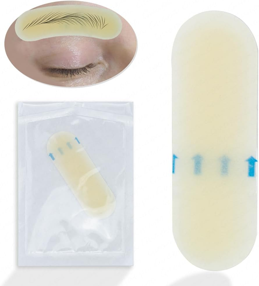 10 Pairs of Eyebrow Transfer Stickers - Realistic Silicone Tattoo Practice Skin with Pre-Drawn Brow Pattern for Microblading & Permanent Makeup Training (Pack of 20 Blank) image number 4