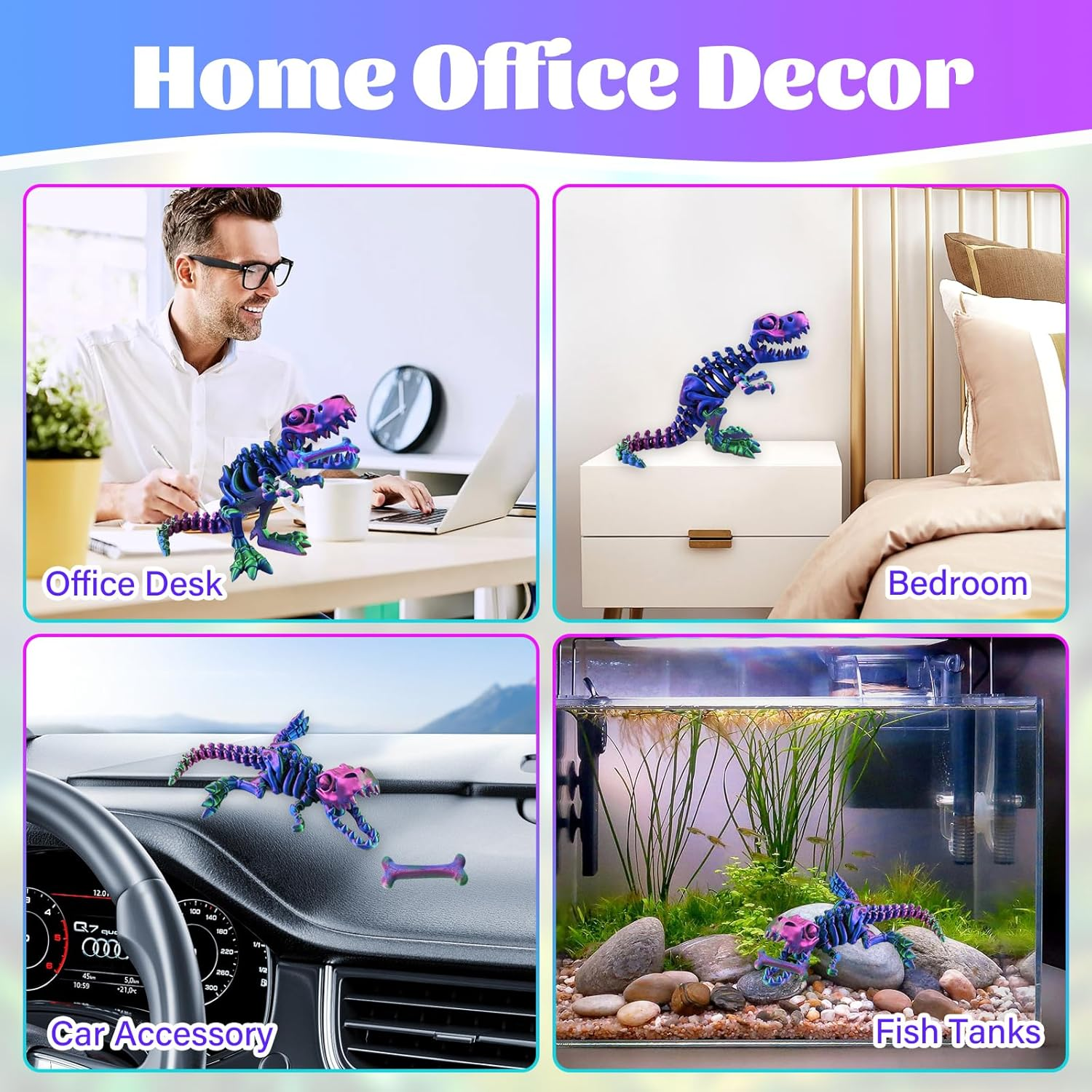 3D Printed Dinosaur Toy Bone, Skeleton Dinosaur Toy, Realistic Dragon Toy, Freestanding Collectible Figures, Fidget Toy for Autism/Adhd, Home Office Decoration image number 6