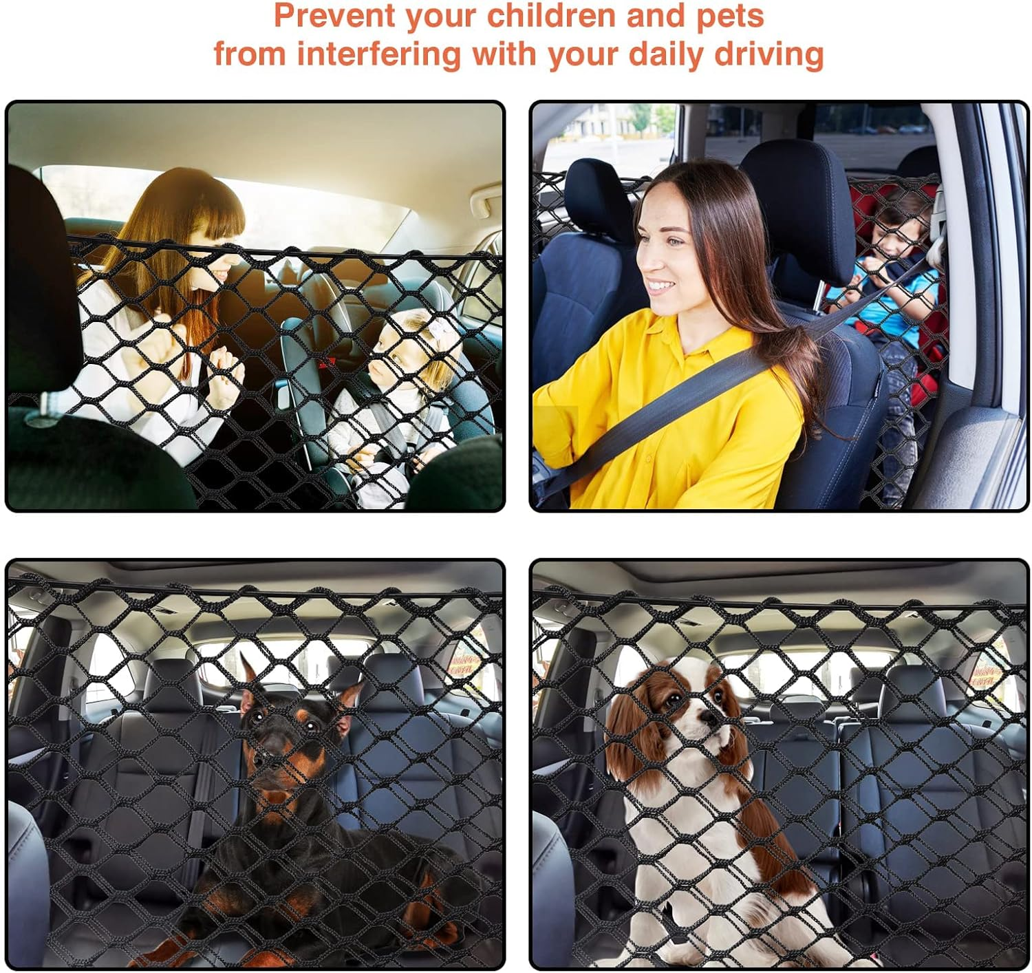 Car Dog Barrier Net, Dog Car Barrier Net, Dog Car Barrier SUV Pet Net with Free Metal Hooks,Dog Barrier for Car, Dual Layer Pet Travel Safety Barrier Net, Adjustable Car Dog Divider Gate for Trucks, SUV, Vans, Easy to Install and Remove, Car Net Storage Bag image number 3