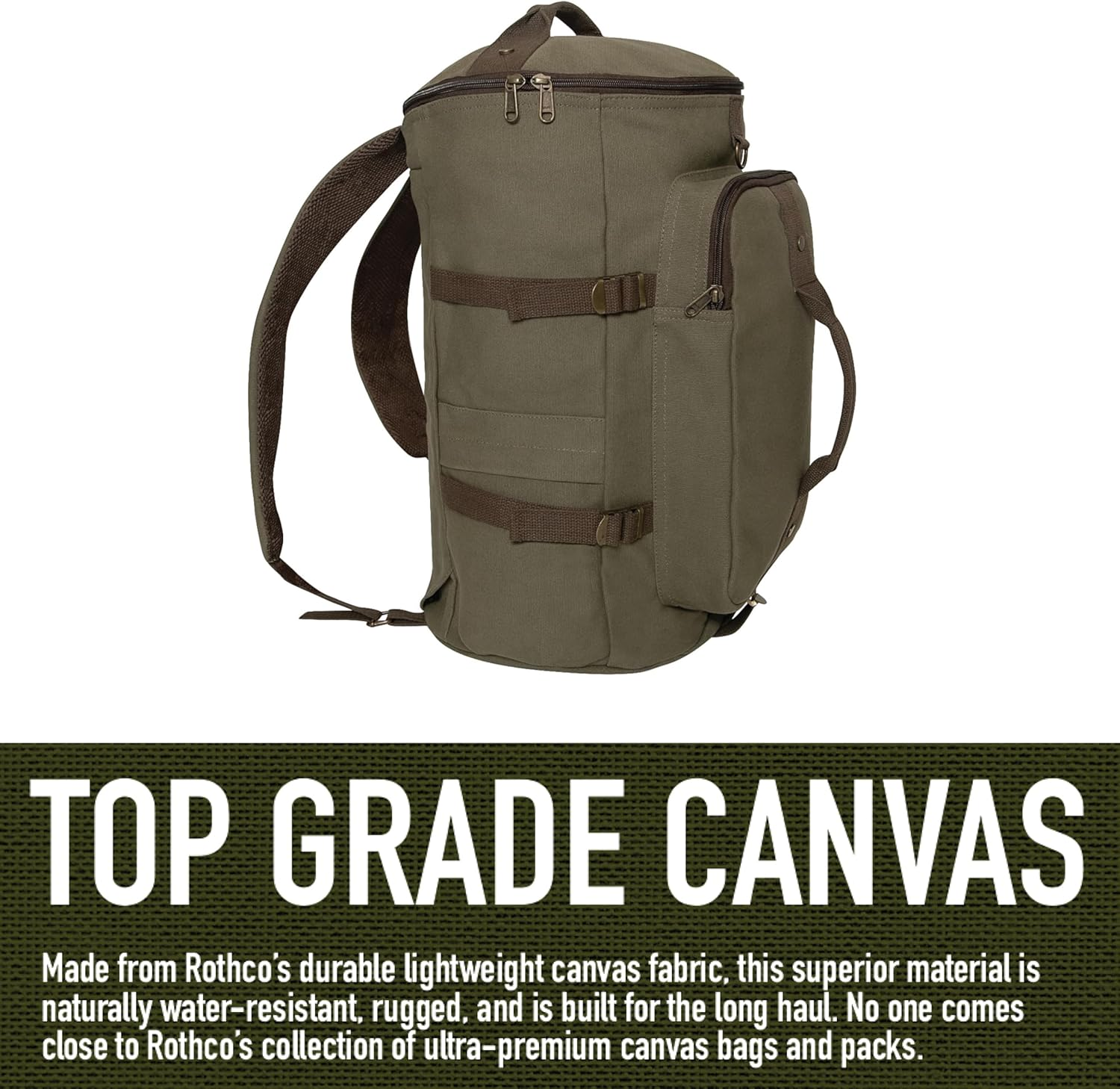 Rothco Convertible 19" Canvas Duffle/Backpack | Military Duffle Bag | Heavy Duty Canvas Bag image number 2