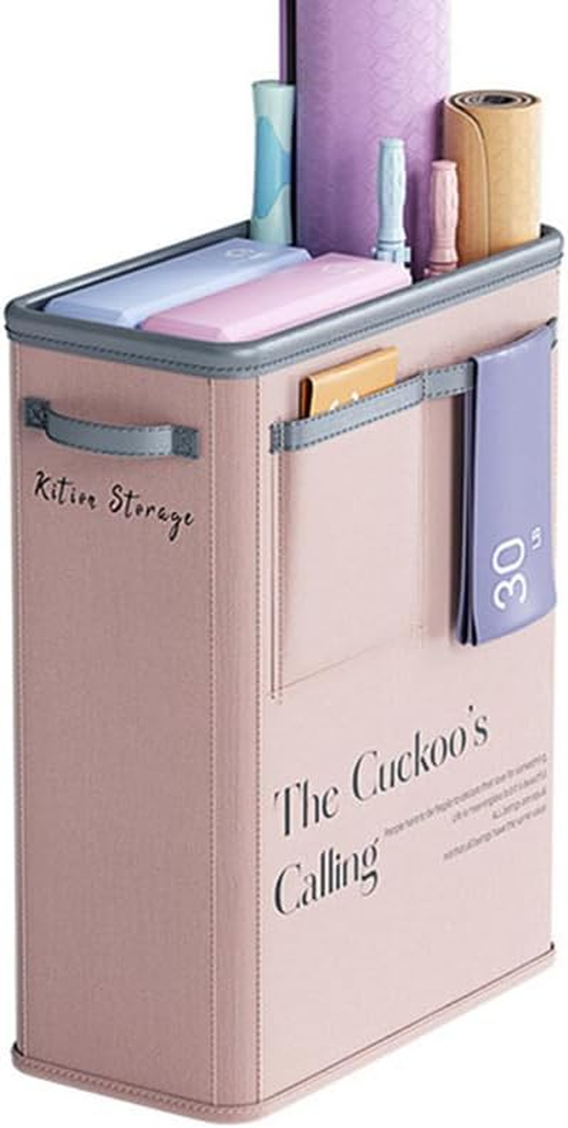 AIMALL Large Yoga Storage Basket with Wheels, 20.47"X15.35"X7.87" Foldable Storage Box for Home Gym Equipment and Sundries, Waterproof Fabric Organizer with Handles