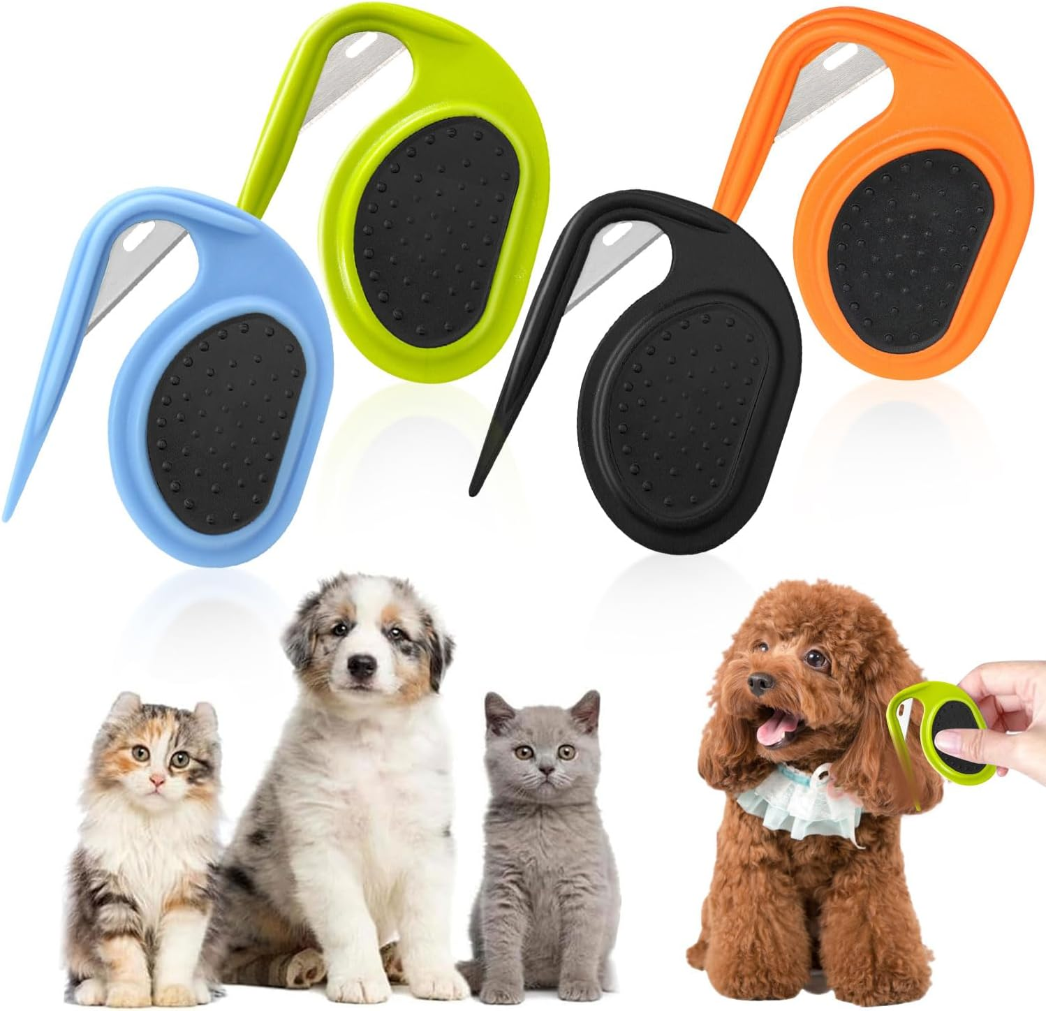 Pet Knotting Comb, Pack of 4 Cat Dematting Knives, Dematting Knife with Steel Blade, Knot Comb for Cats, Dematting Comb for Dogs, Knotting Comb Cats, for Removing Matted and Loose Hair image number 4