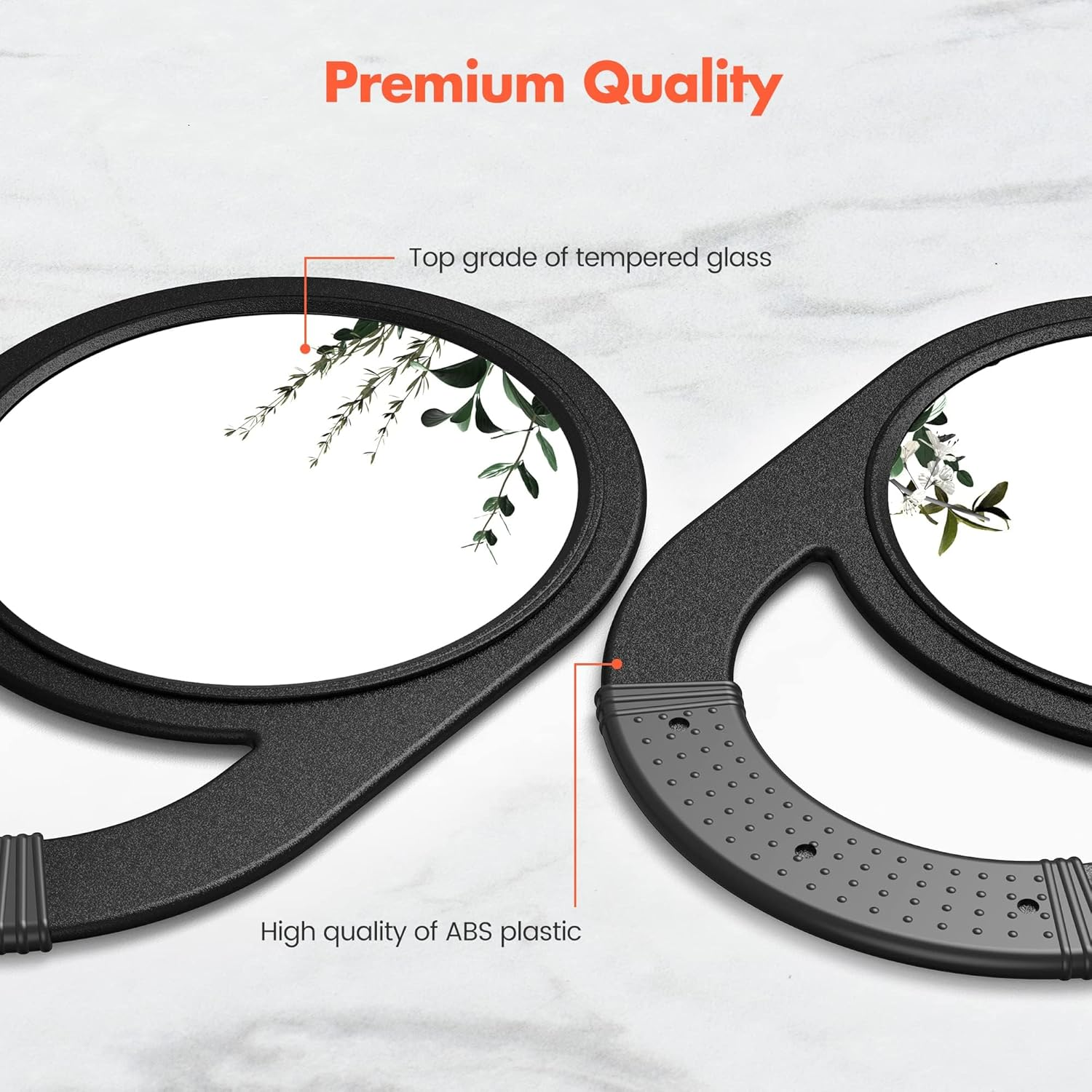 TASALON Unbreakable Hand Mirror, Hand Mirrors with Handle, Salon, Barber Mirror for Hair, Anti-Slip Hand Held with Rubber Grip for Travel, Makeup, Shaving, Shower, Camping - Black image number 4