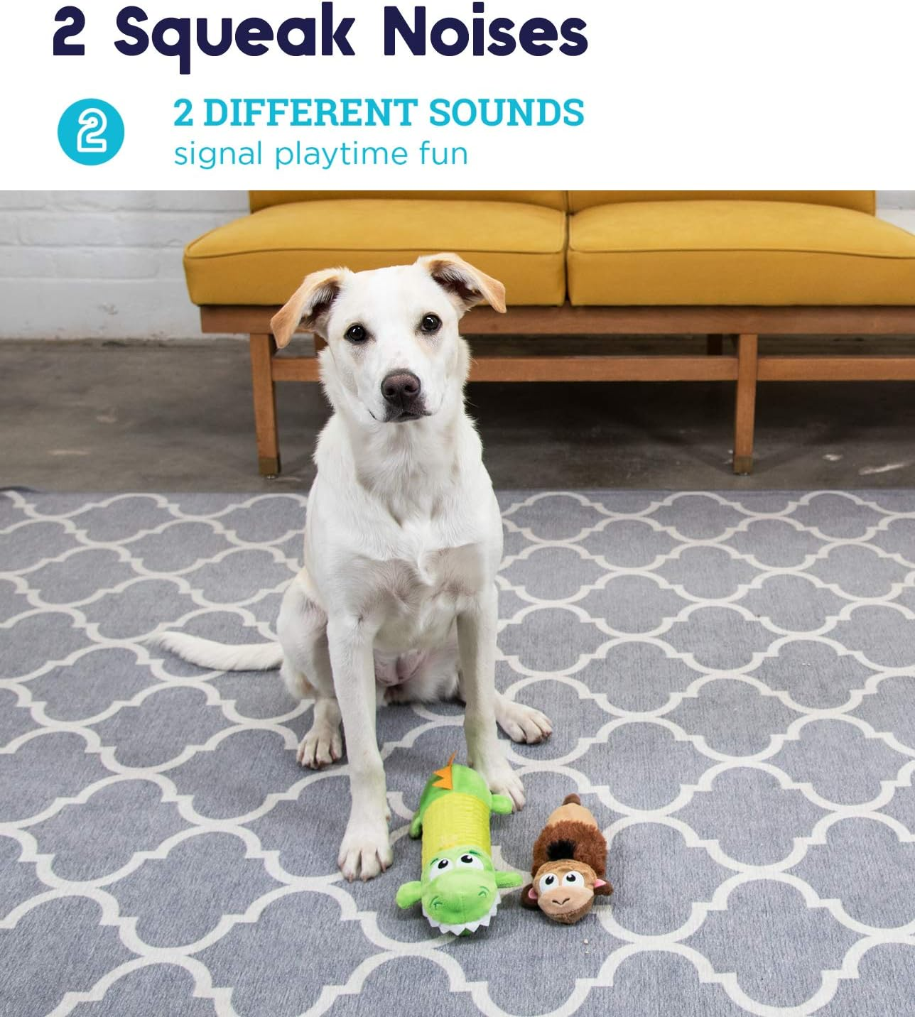 Petstages Stuffing-Free Big Squeak Gator Plush Dog Toy,L (Pack of 1) image number 1