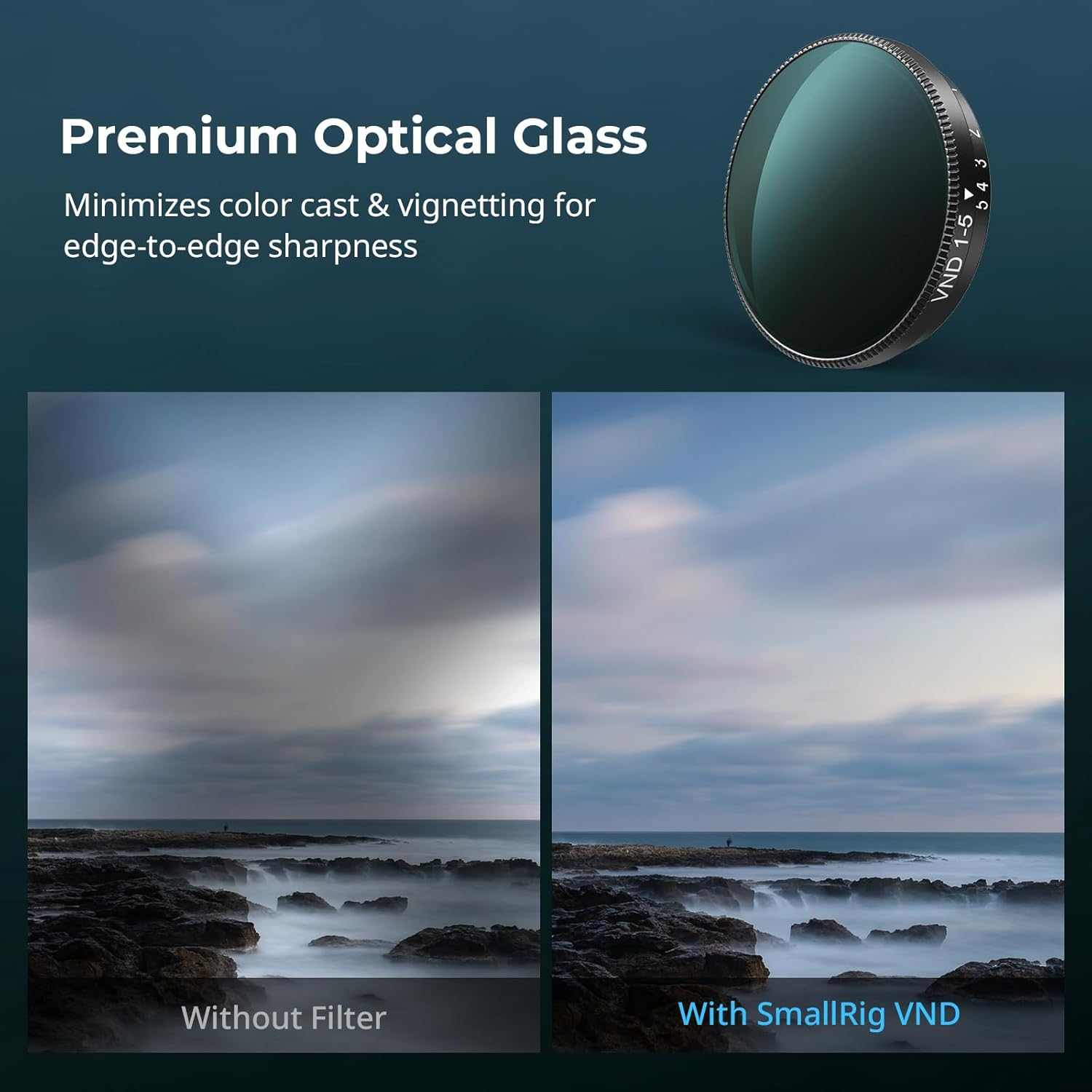 Smallrig VND 1-5 Stop Filter for DJI Osmo Nano,Variable ND2-ND32 Filter,Adjustable ND Filter,Multicoated HD Optical Glass,Complete Package with Cleaning Cloth & Storage Case - 5788 image number 5