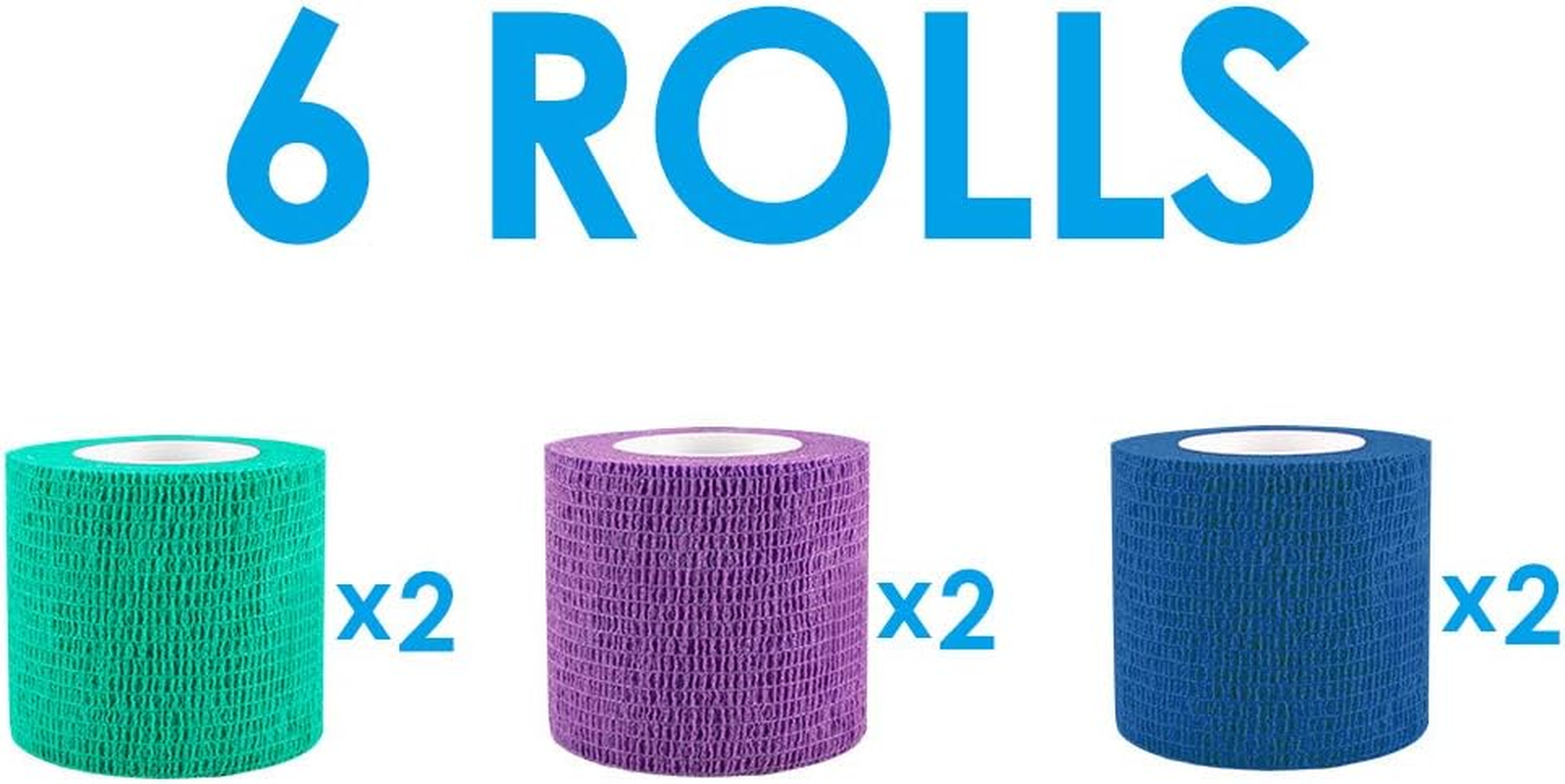 Nasjac Pet Self Adhesive Bandage, 5CM Pet Vet Wrap Tape Non-Woven Cohesive Gauze Rolls for Wrist Healing Ankle Sprain & Swelling (Mixed Color, 6 Rolls) image number 3