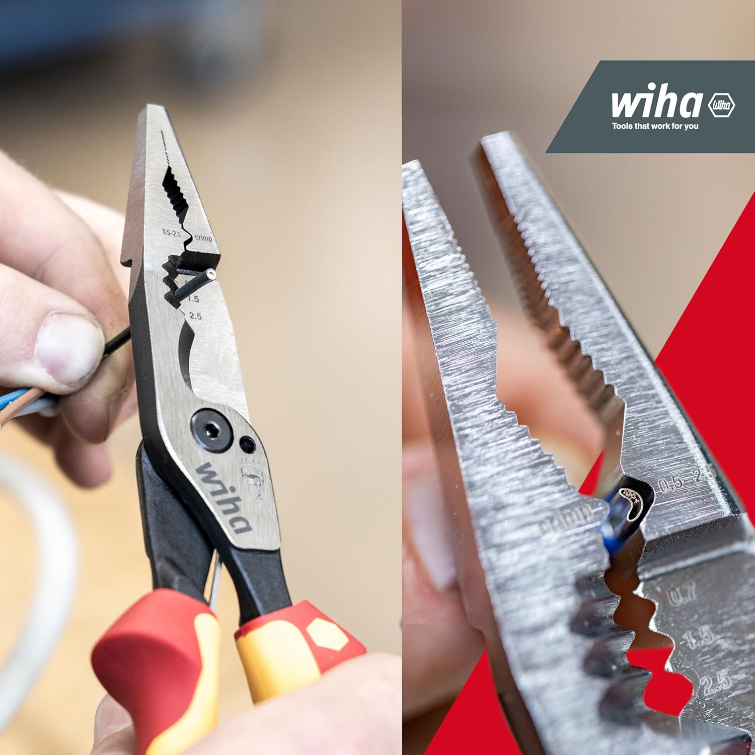 Wiha Multifunctional Pliers for Electricians 8-In-1 I Crimping, Stripping, Cutting, Gripping, Deburring, Bending, Screwing, Cutting Screws (45705) image number 4