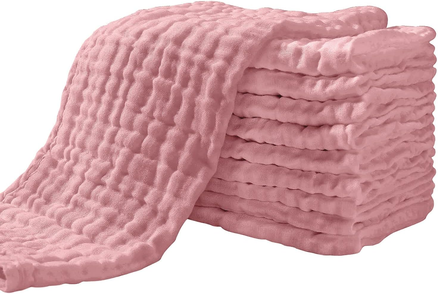 Yoofoss Muslin Burp Cloths for Baby 10 Pack 100% Cotton Baby Washcloths for Boys Girls Large 20 Feet 'X10 Inches Super Soft and Absorbent Dark Blue