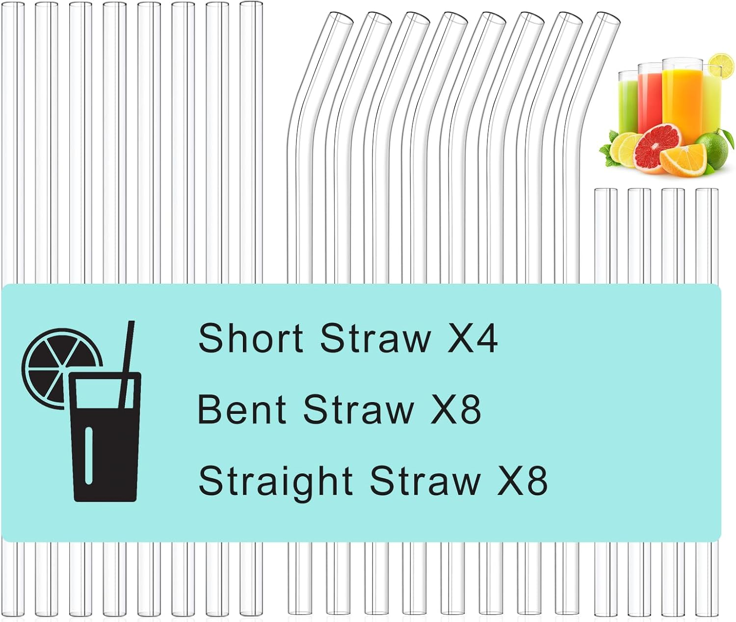 Kiemeu 20 Pack Clear Glass Straws for Drinking, &Phi;8 Mm Thin Reusable Straws, Family Pack image number 3