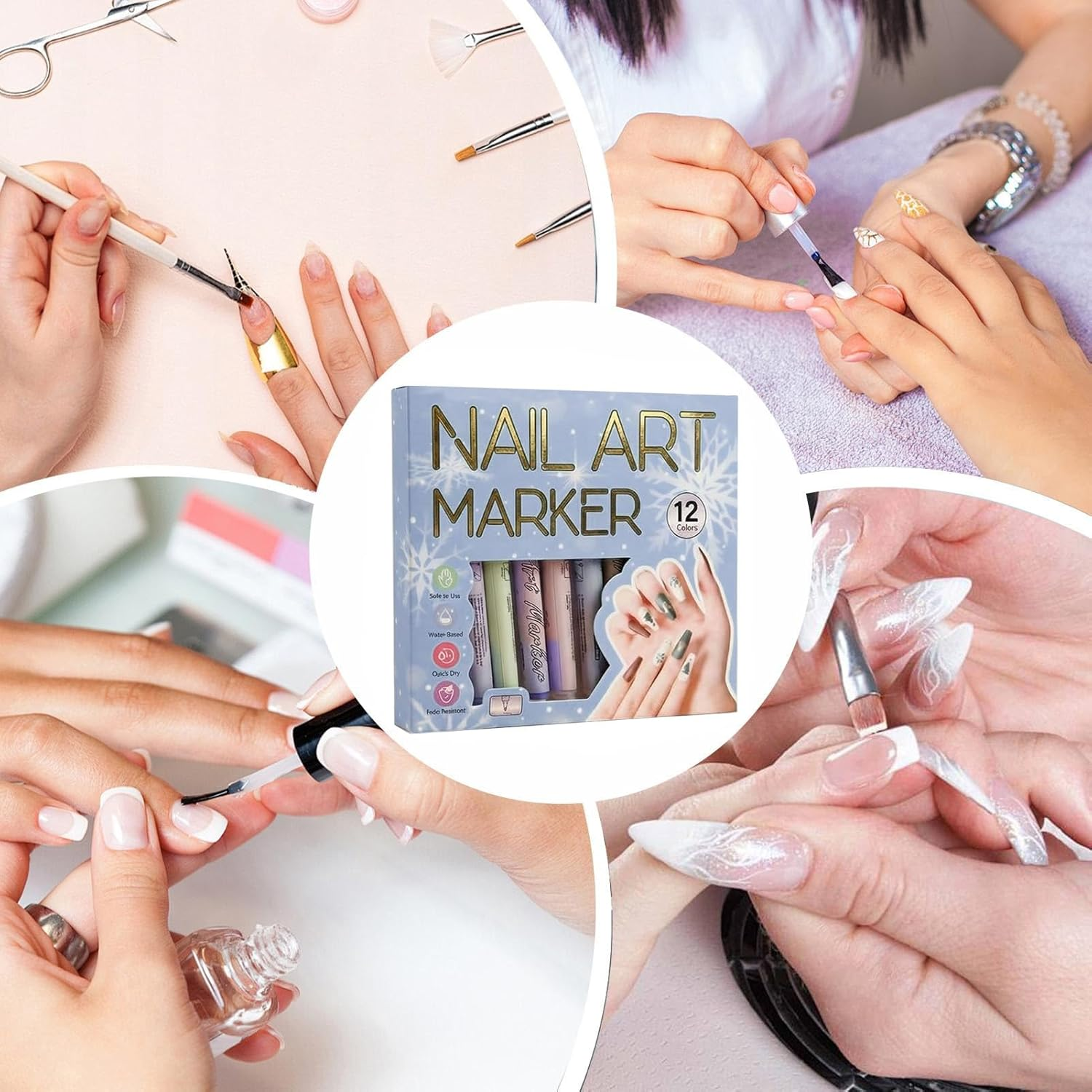 Nail Pens - High-Pigment Fine-Tip Cosmetics,Women Nail Painting Markers - for Home Talon Everyday Studio Hobbyists Mothers Professionals Beginners