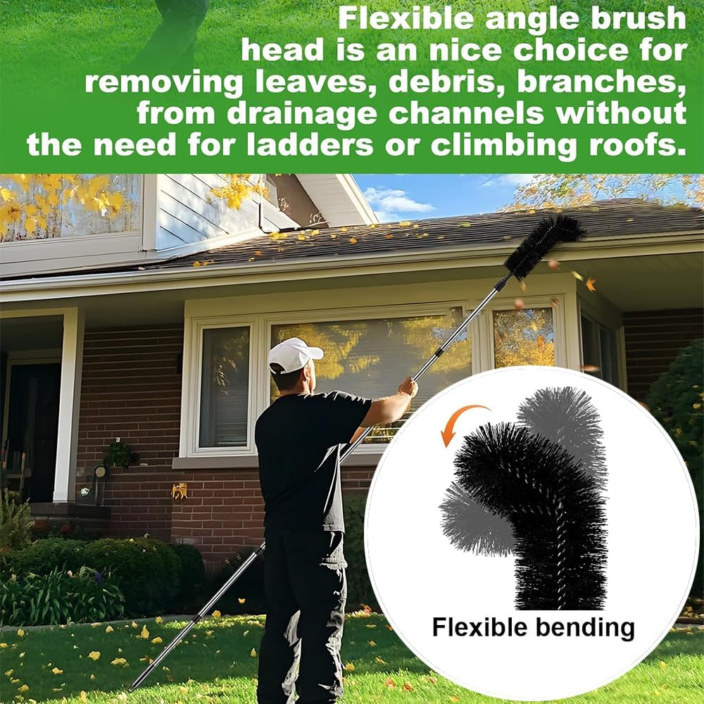 FUNNTY Gutter Cleaning Brush, 5.5 FT Gutter Cleaning Tools from the Ground with Telescopic Pole, Enduring Gutter Cleaning Tools, Easy to Clean Gutter Cleaning Brush for Cleaning Leaves Debris Window image number 2