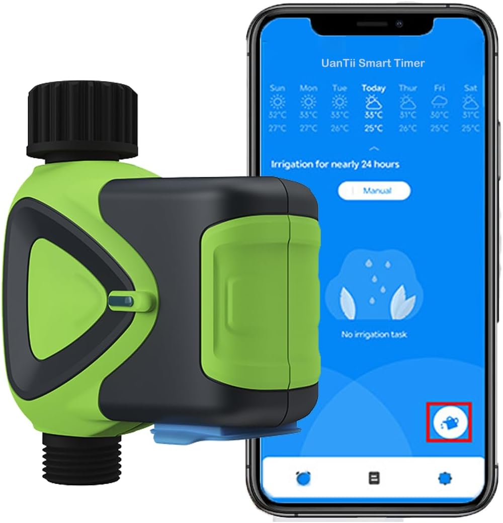 Uantii Smart Irrigation Water Timer Tuya Wifi Automatic Garden Sprinkler Proragmming Irrigation Water Valve Controller,App Control,No Hub Required image number 1