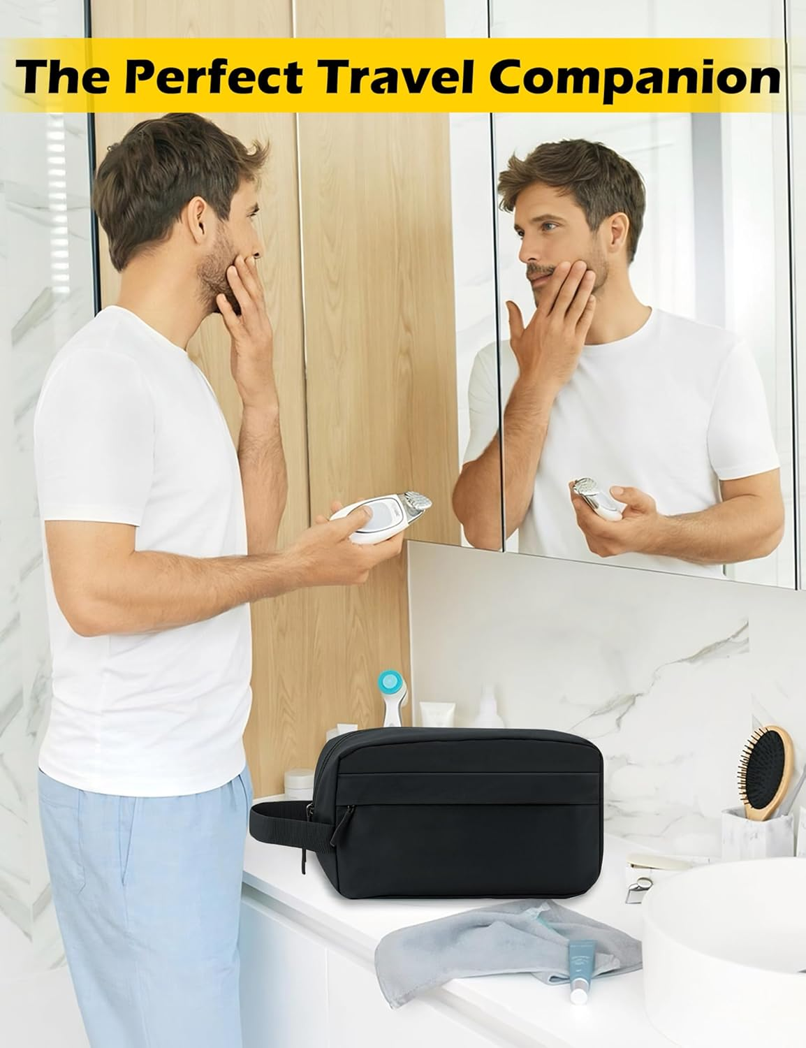 Toiletry Bag for Men, Hanging Cosmetic Bag Travel Accessories, Travel Essentials Shaving Dopp Kit, Mens Travel Bag Toiletries Organizer Case for Business Trips Swim Camping (Green) image number 5