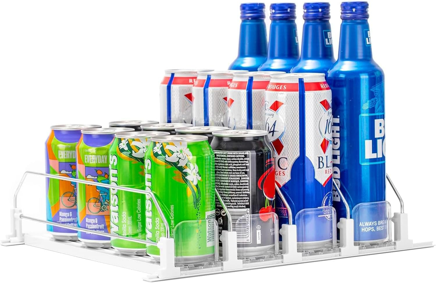 Drink Organizer for Fridge, Self-Pushing Soda Can Dispenser for Refrigerator, Width Adjustable Beverage Pusher Glide - Holds up to 20 Cans (38CM, 4 Rows) image number 5
