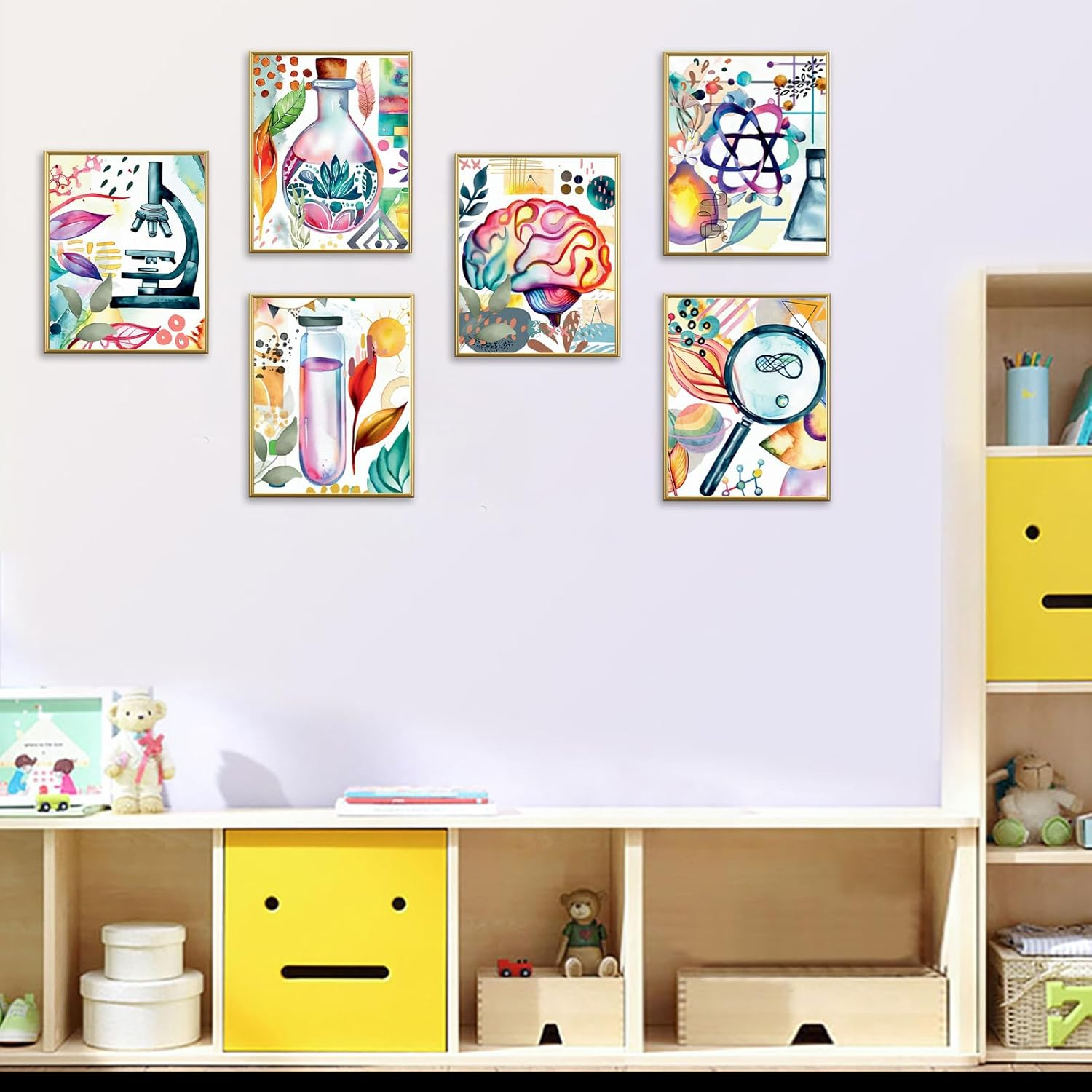 Science Wall Prints Boho Watercolor Posters for Classroom Must Have Decor,Set of Biology Chemistry Science Wall Art Posters for Pre School Elementary Middle School Daycare Bulletin Board Decor image number 5