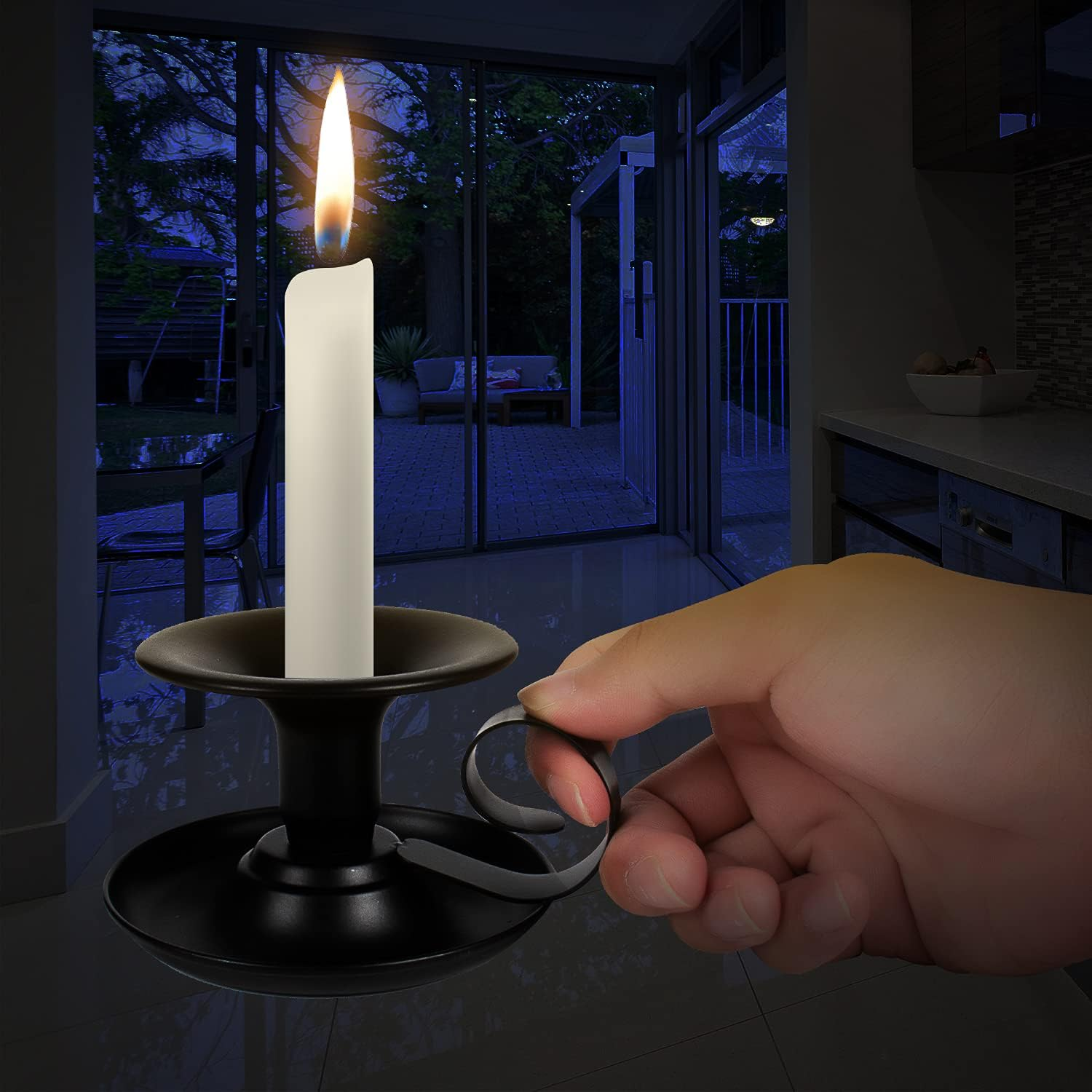 Taper Candle Stick Holder, 2Pcs Retro Iron Simple Black Candlestick Holders Candlelight Stand for Party Wedding Christmas Table Home Decoration(Black,2Pcs)