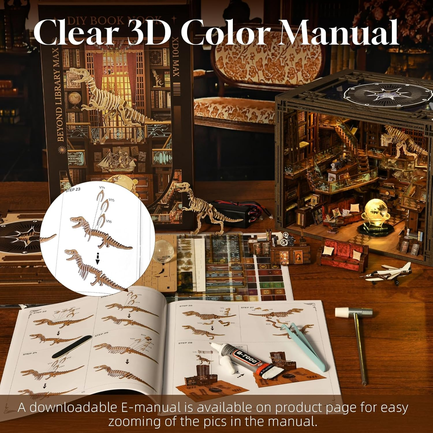 Book Nook Kit, DIY Miniature Dollhouse Booknook Kit, 3D Wooden Puzzle Bookend Bookshelf Insert Decor with LED Light for Teens and Adults(Beyond Library Max) - Phantom Of The Opera image number 2