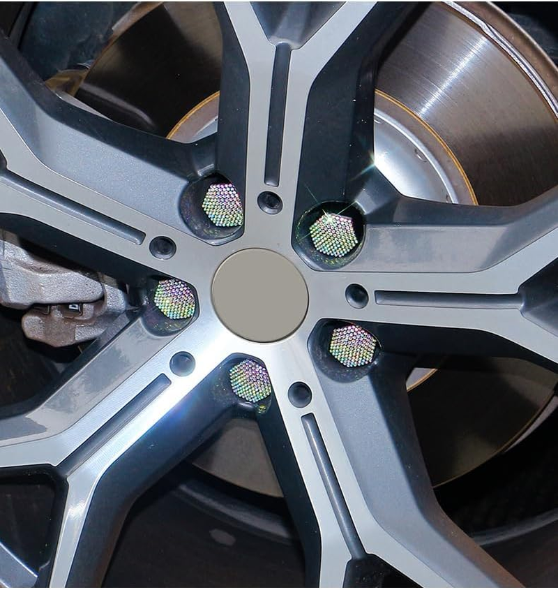 PTNKUIIY 21 Mm Car Nut Covers Wheel Nut Caps &ndash; Pack of 20 Bling Diamond Hexagonal Tyre Nut Covers Wheel Nut Cap with Removal Tool Wheel Bolt Caps Wheel Nut Cap Colourful