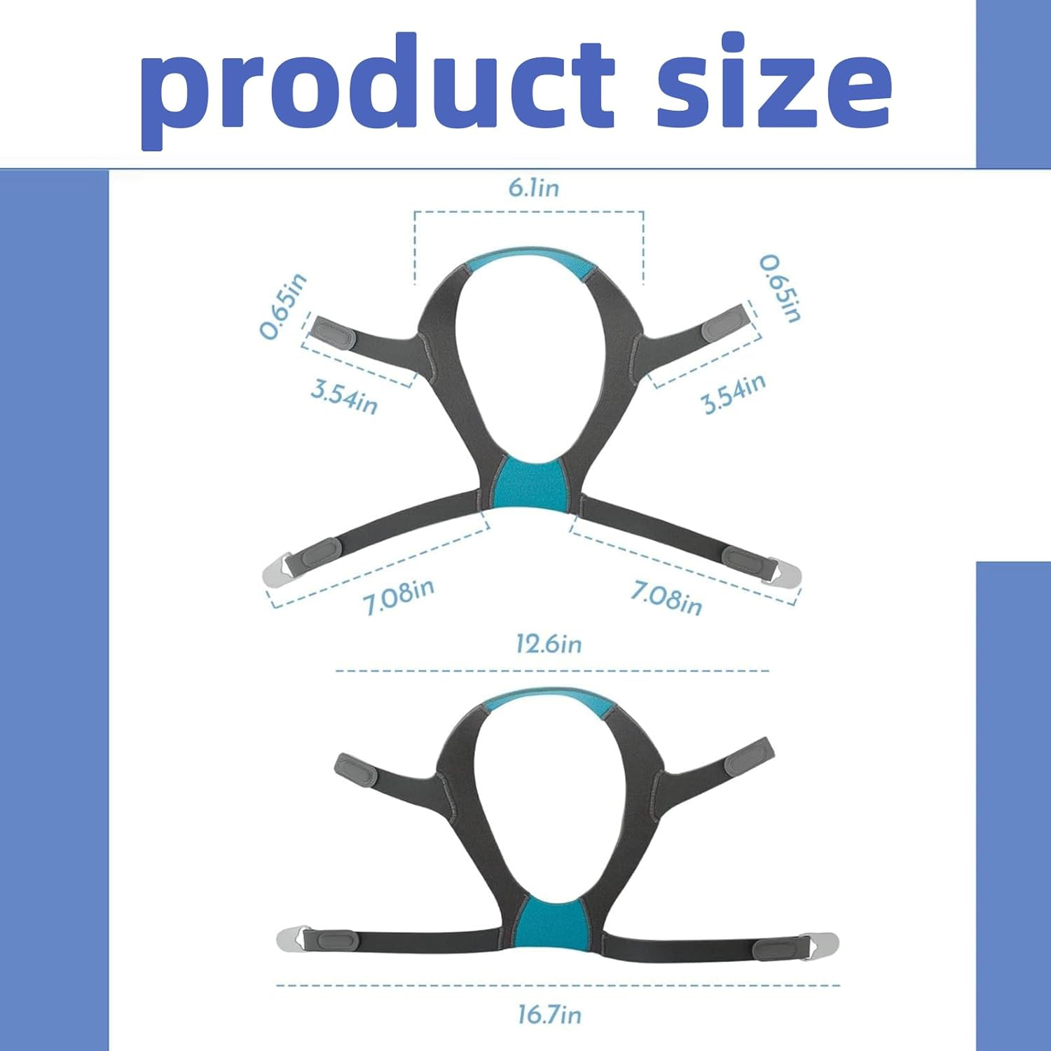 N20 Headgear Replacement Compatible with Resmed Airfit/Airtouch N20 Nasal Mask Headgear, Comfortable N20 Head Strap with 1 Pair Magnetic Clips - Large image number 3