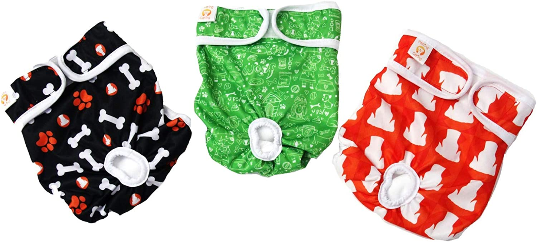 Dog Diapers Washable & Reusable by PETTING IS CARING - Female Dog Diapers Materials Durable Machine Washable Solution for Pet Incontinence and Long Travels - 3 Pack Set image number 3