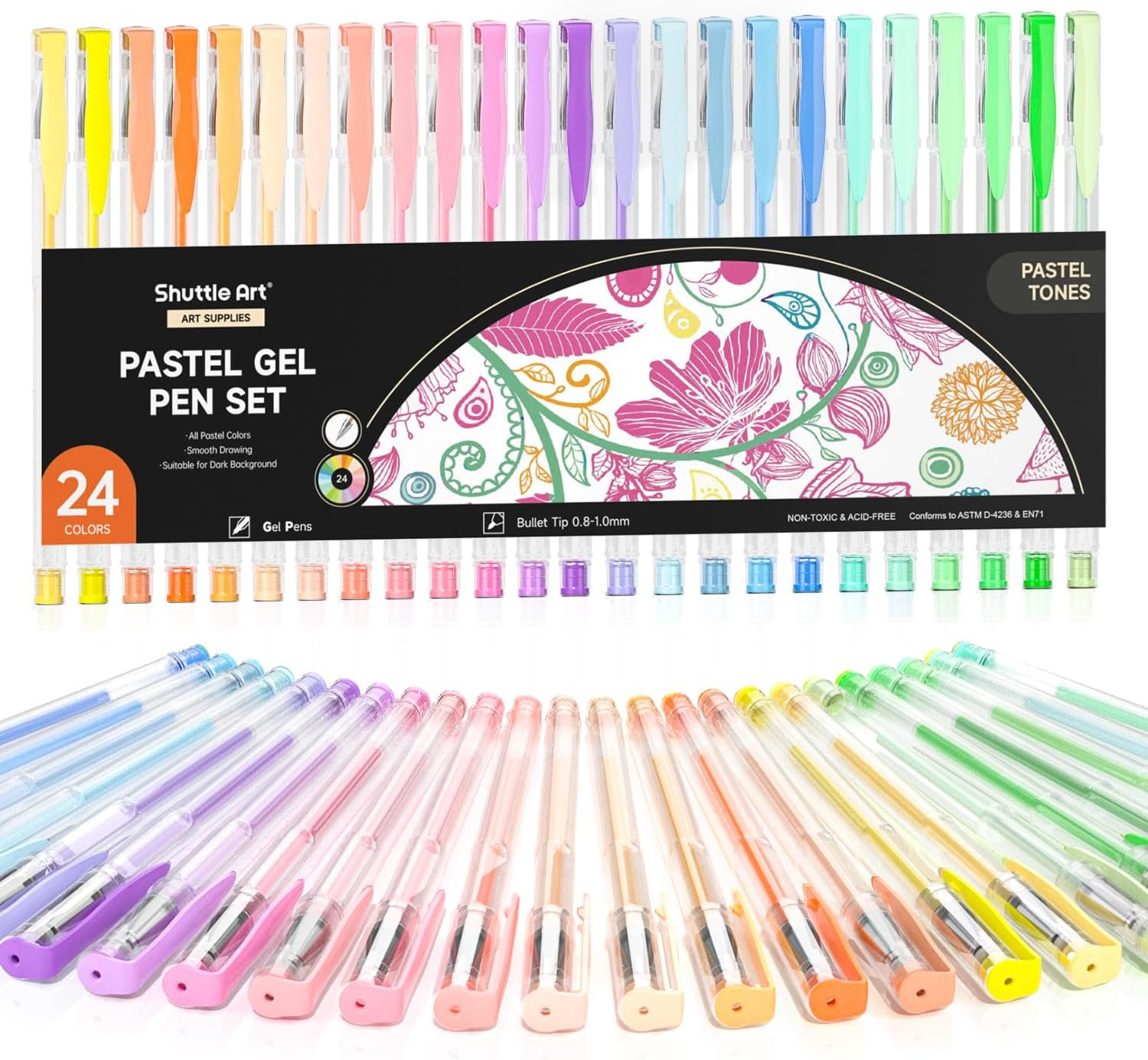 Shuttle Art Gel Pens, 120 Colours Gel Colouring Pens for Adults Pack, Gel Pen Set with Glitter Metallic Neon Pastel Swirl Colours, Gel Pens for Kids and Adult Colouring Books Doodling Drawing