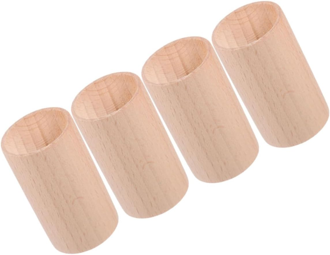 Baluue 4Pcs Natural Wood Aromatherapy Essential Oil Base Stands for Home Office round Cylinder Pedestals