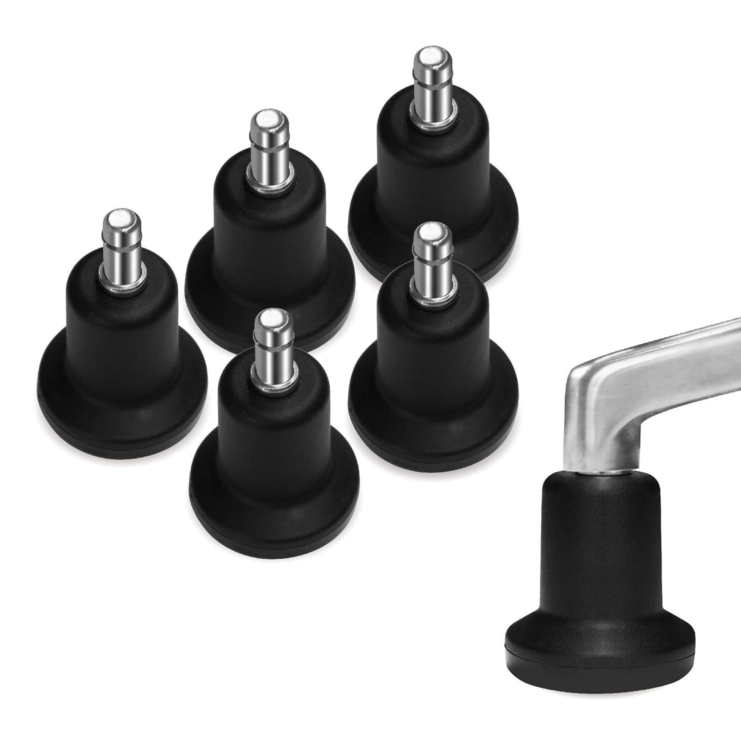 AXL Bell Glides Replacement Office Chair Swivel Caster Wheels to Fixed Stationary Castors, High Profile Chair Bell Glides, 11X22Mm-Black image number 5