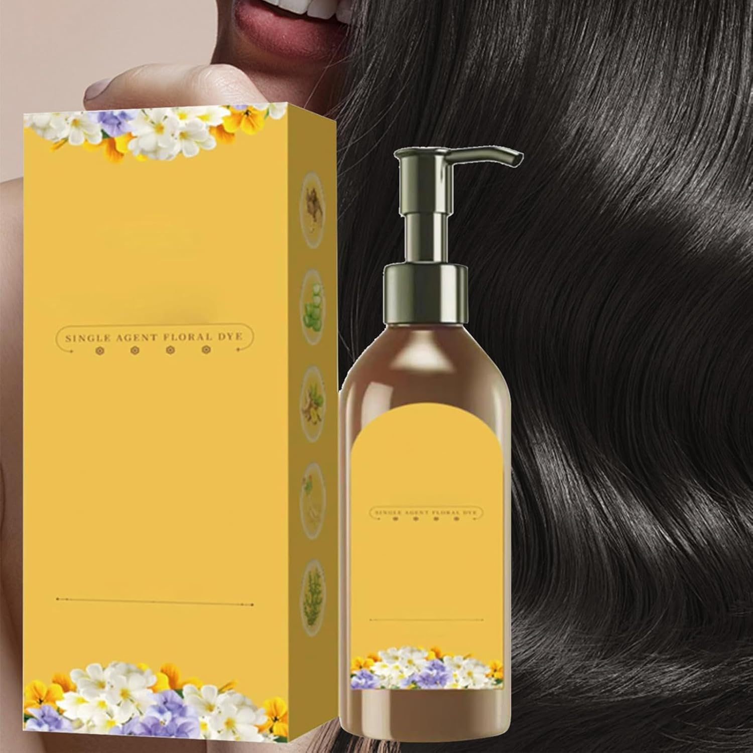 Flower Dye with a Flavoured Flora - Black Hair Dye, Colour Shampoo for Grey Hair, Natural Colouring Area | for Adults Men | Daily Hair Care, Hydrate - Br0Wn image number 3