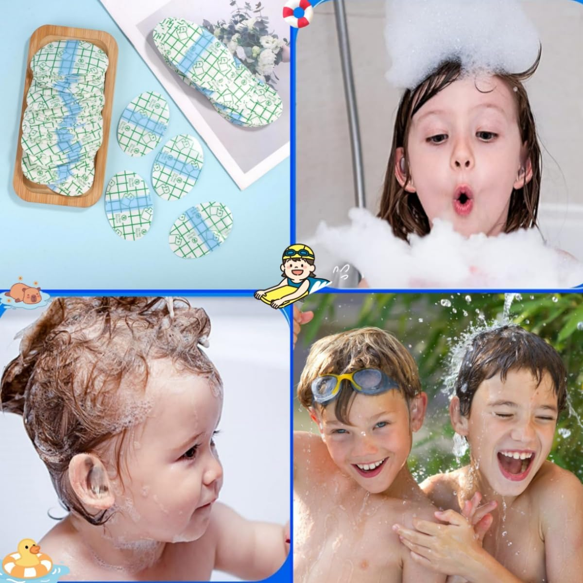 100 PCS Clear Waterproof Ear Stickers,Ywbfove Easy-Tear Back Stickers,Can Effectively Prevent Water from Entering the Ears,For Shower Bathing Swimming Surfing Water Sports Ear Protector image number 4