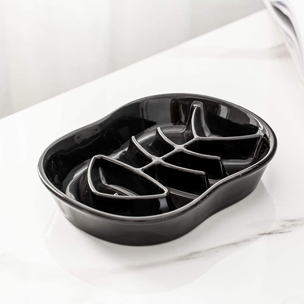 Black Ceramic Slow Feeder Dog Bowls Cat Bowl -Ceramic Fun Interactive Feeder Bloat Stop Cat Bowl Preventing Feeder anti Gulping Healthy Eating Diet Pet Bowls against Bloat, Indigestion and Obesity - White image number 2