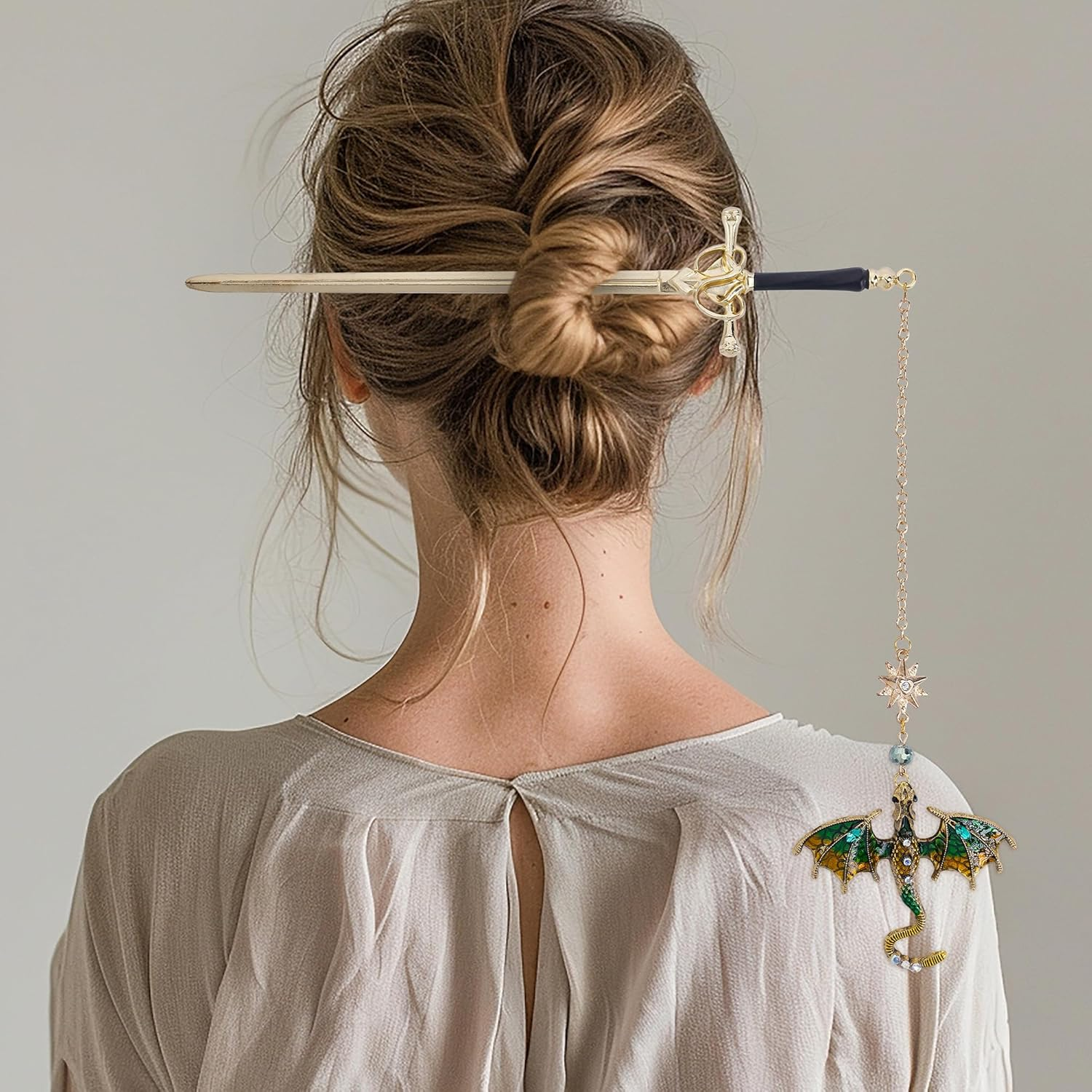 Fantasy Dragon Sward Bookmark - Cool Fourth Wing Page Marker Unique Personalized Tassel Metal Pendant Antique Gold Green Bookmarks Reading Gift Men Birthday Teacher Friend Thank Christmas - Antique Silver Blue image number 2