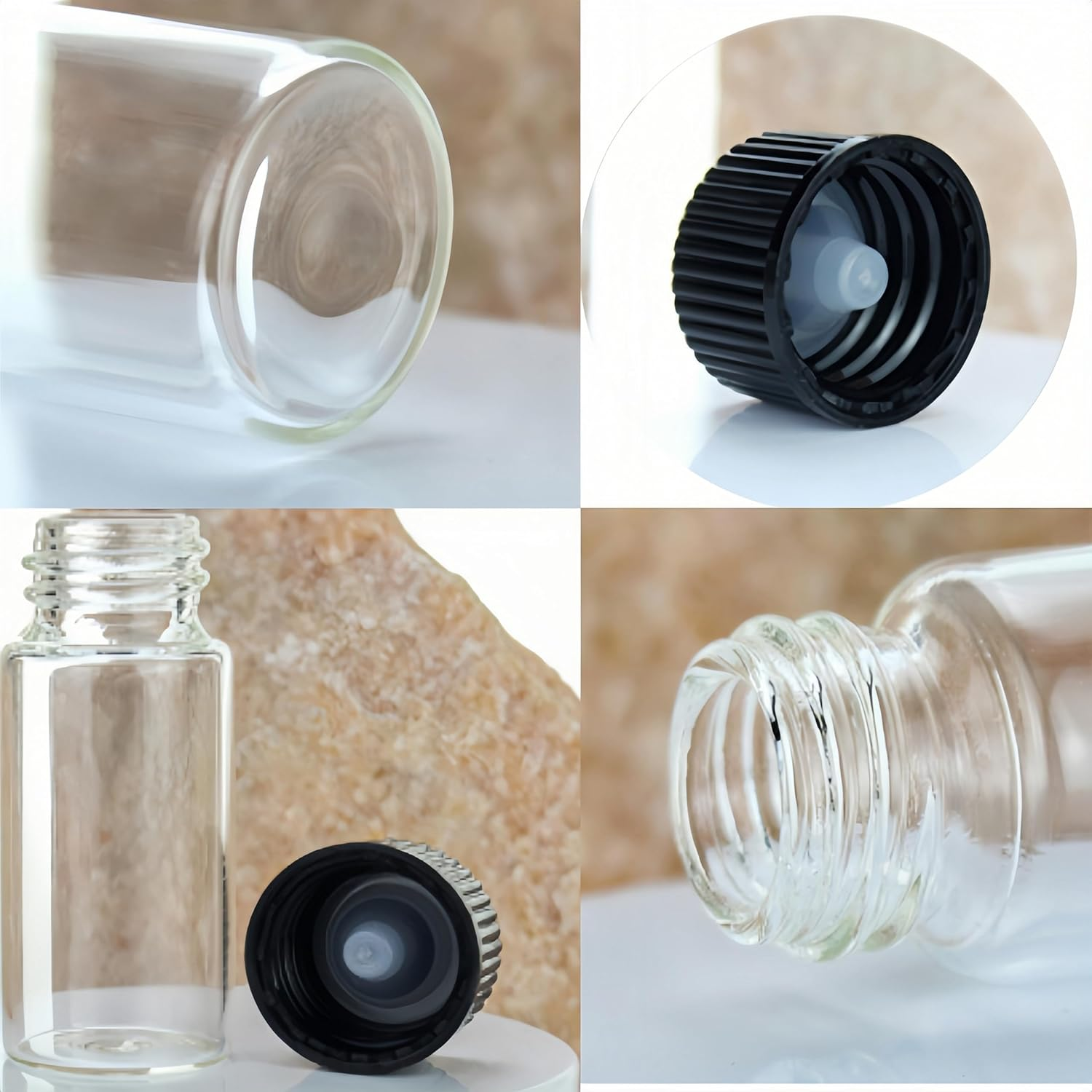 20Ml Glass Vials, 12 Pcs Screw Cap Beads Bottles, Bottled Transparent Test Tubes, Sample Vials, Containers Flat Test Tubes Solid Bottle, Refillable Empty Small Bottle for Sealed Small Bottles image number 2