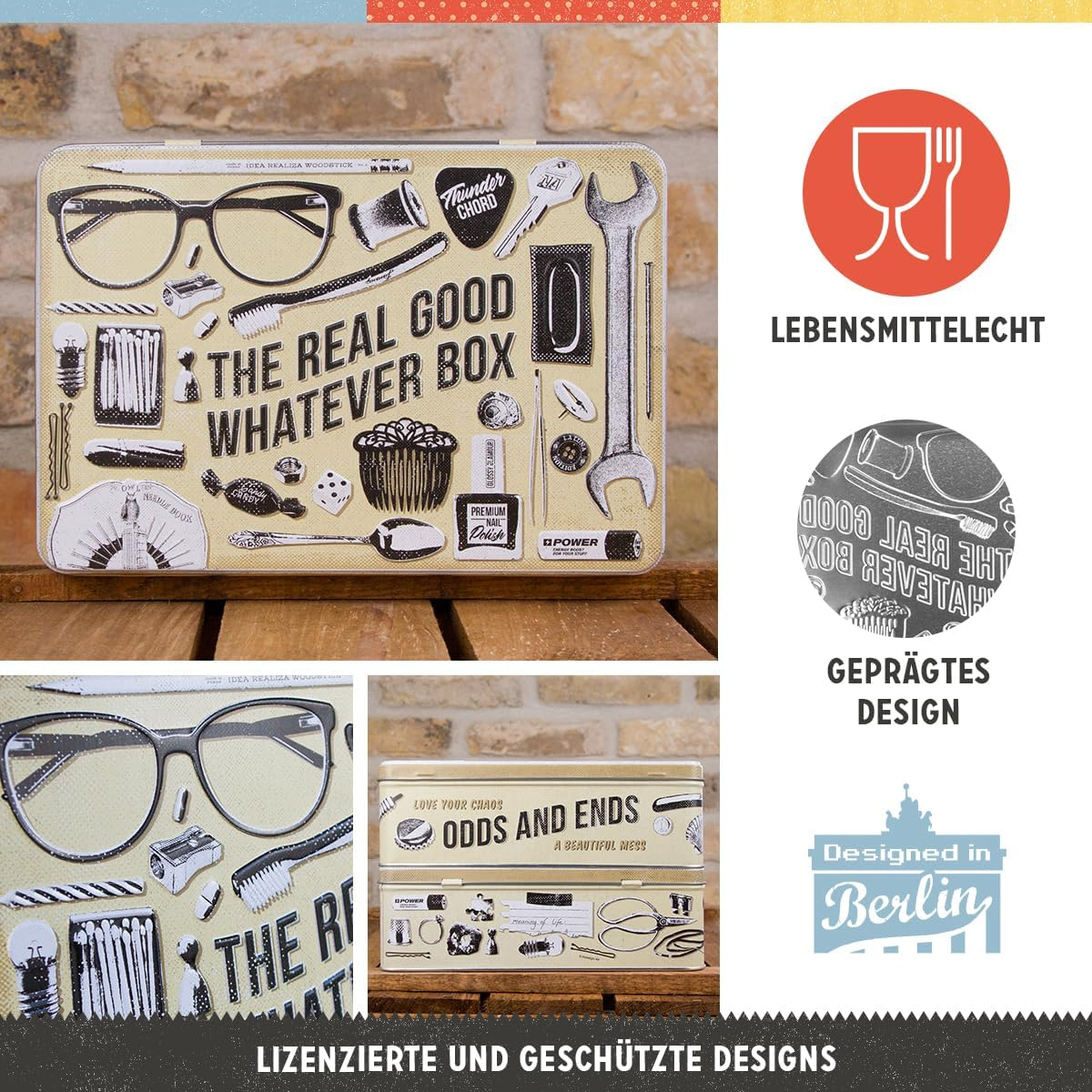 Nostalgic-Art Retro Flat Storage Jar, 2.5 L, Whatever Odds & Ends Box - Gift Idea for Your Home, Tin Tin with Lid, Vintage Design image number 3