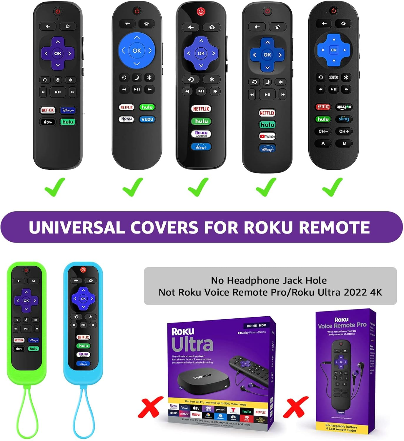 [3Pack] Roku Remote Case Cover Compatible with Tcl/Hisense Roku TV |Sharp Roku TV | Roku Express 4K+，Glow in the Dark Makes It Easy to Find image number 4
