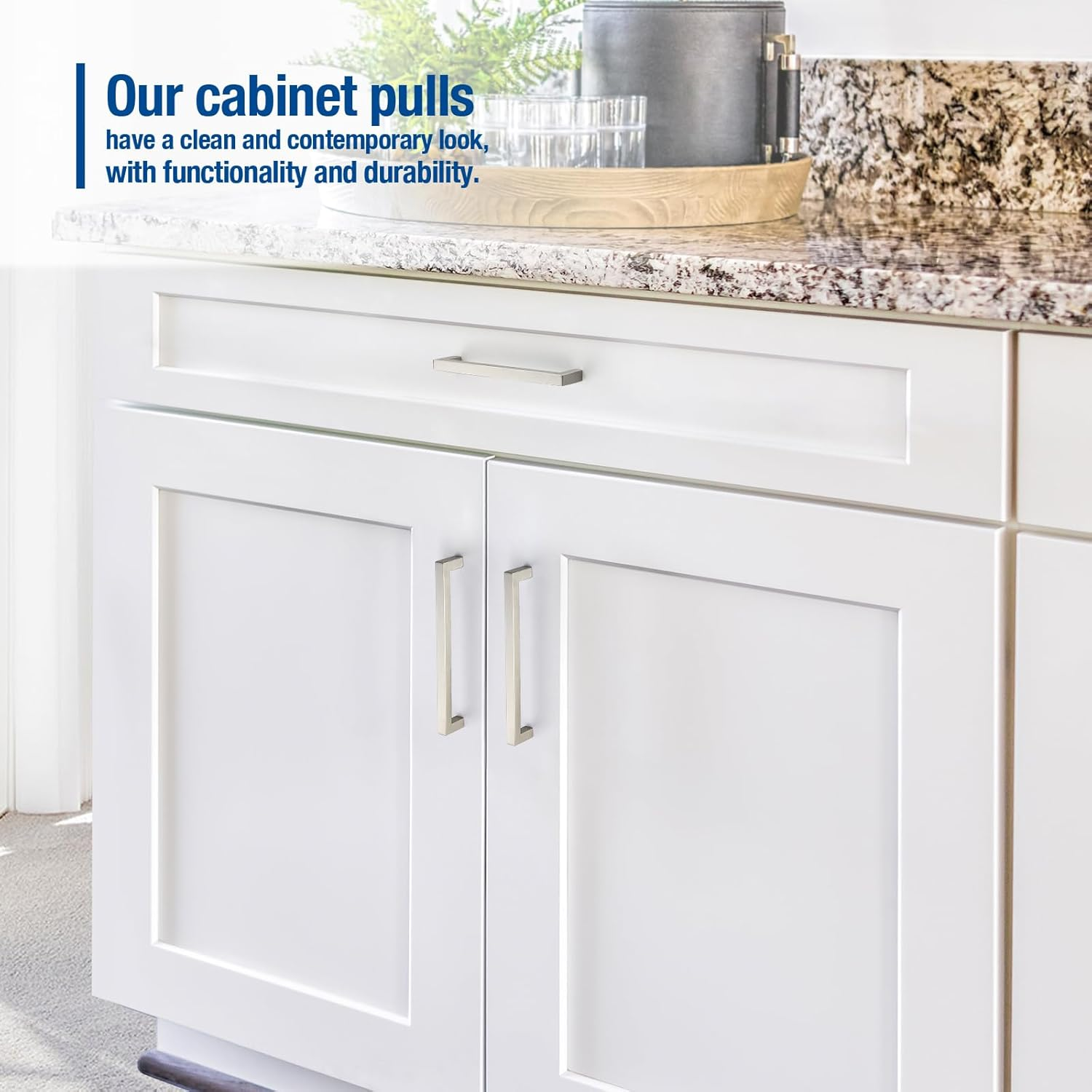 JOY DECOR 6 Pack Cabinet Handles, Brushed Nickel Cabinet Pulls, 6-1/4 Inch Kitchen Closet Handles Square Drawer Pulls Stainless Steel Drawer Hardware, 160Mm Hole Centers image number 2