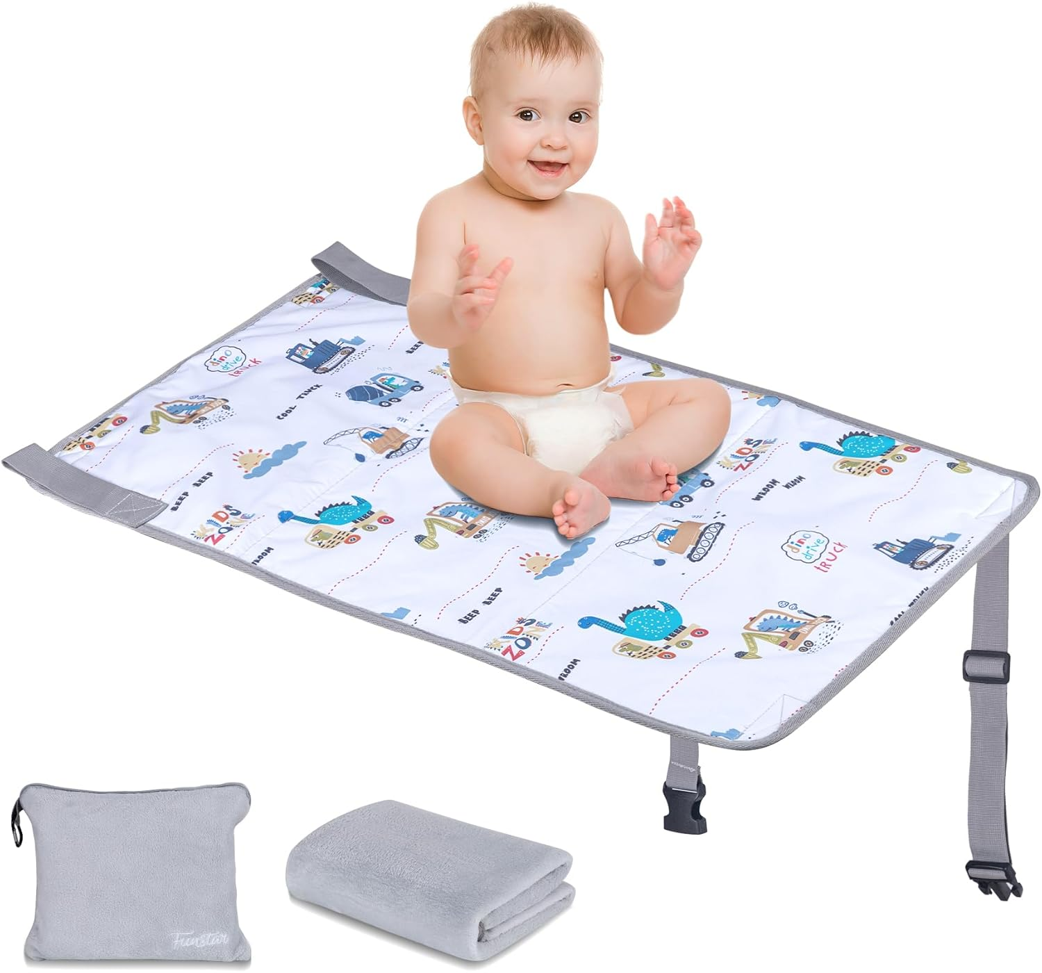 Airplane Seat Extender for Kids, Toddler Airplane Bed with Blanket, Baby Airplane Travel Essentials, Baby Portable Airplane Bed Footrest for Flight - Toddler Airplane Travel Essentials (Blue.)