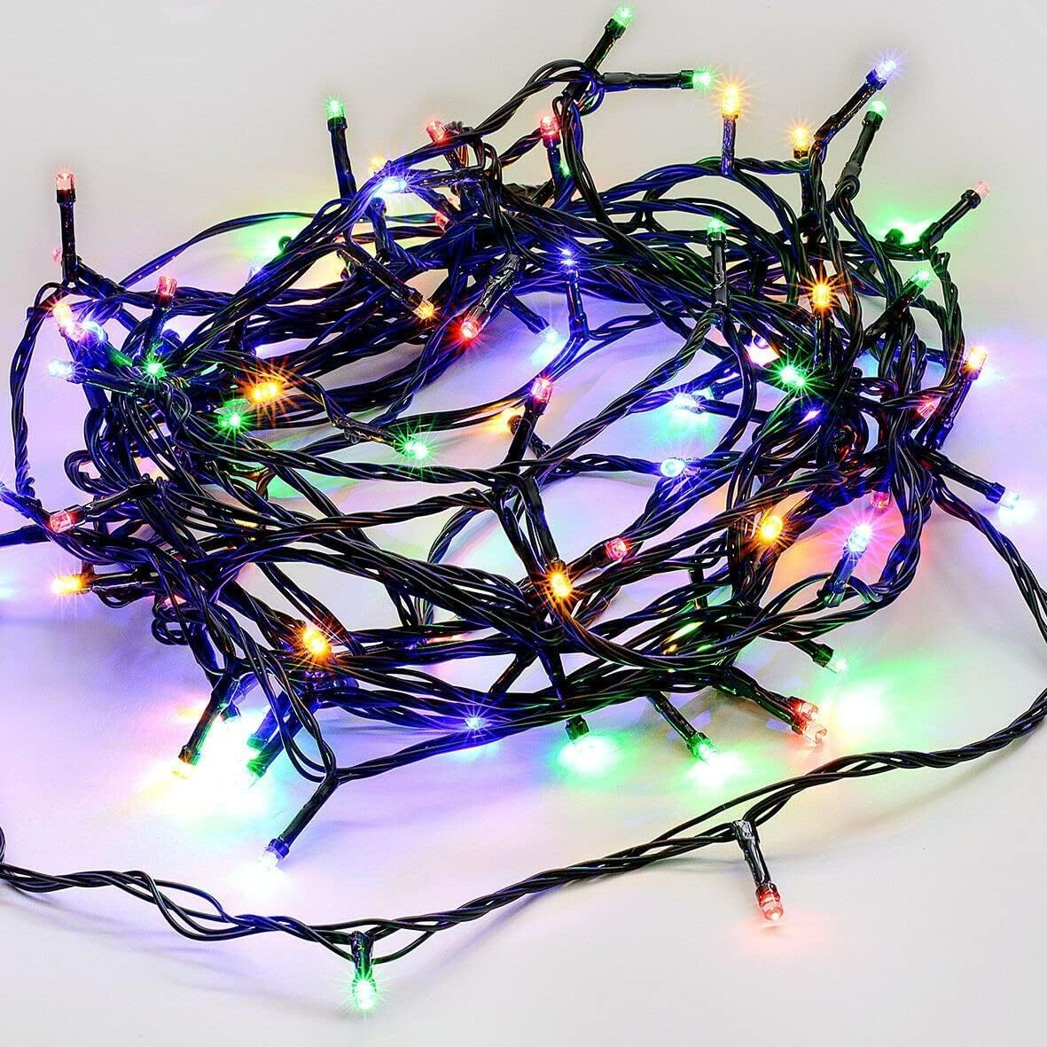 520 LED Connectable Fairy Light Chain Dark Green Cable - 3 Colour Options - Multicolour