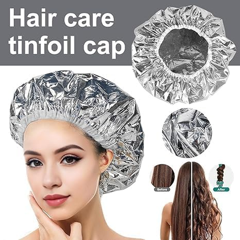 Aluminum Foil Deep Conditioning Hair Caps, 10 Pack Aluminum Foil Deep Conditioning Caps, Silver Foil Heat Cap for Deep Conditioning image number 3