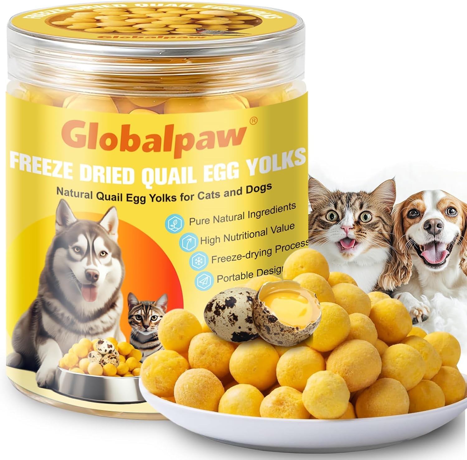 Quail Egg Yolk Freeze-Dried Dog Food Pet Treats Pure Natural, High-Protein Dogs & Cats Crunchy Snacks - Ideal for Dogs & Cats Training Rewards (S, Quail) image number 6