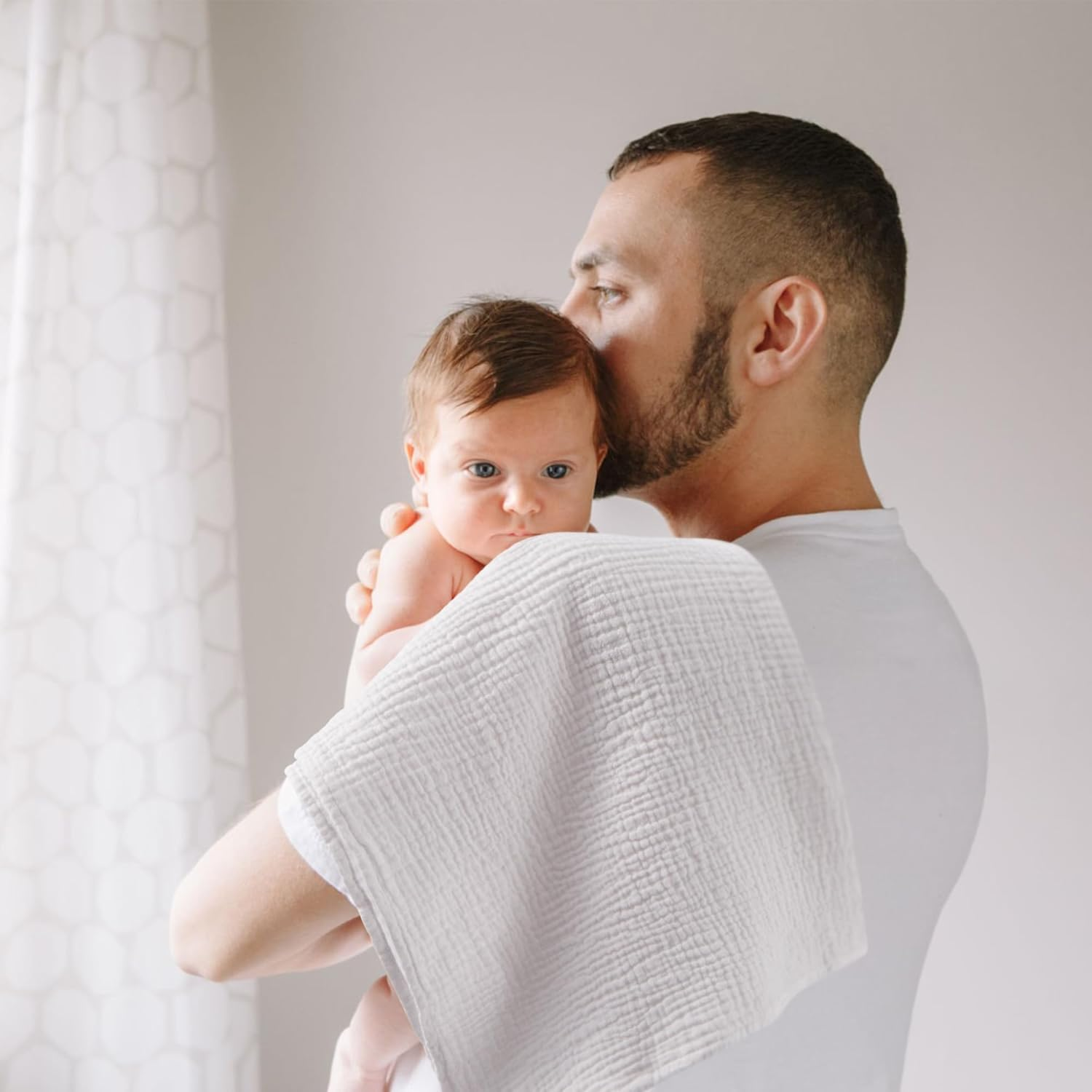 Susurration Muslin Cloths Baby Burp Cloths, Pack of 100% Cotton Burp Cloths Baby (5, (Green), 60X60)