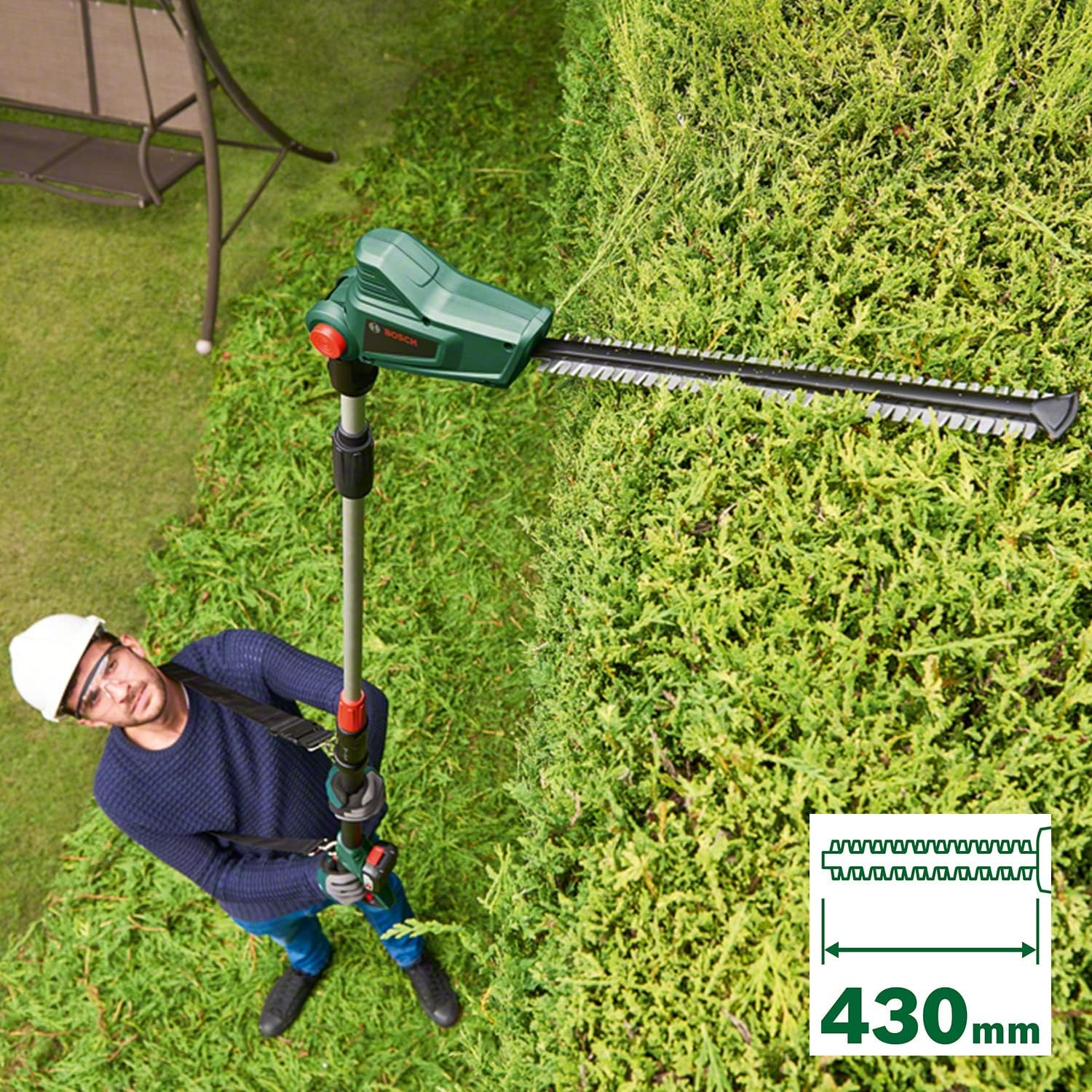 Bosch Home & Garden Bosch Cordless Telescopic Hedge Cutter Universalhedgepole 18 (With 1 X 2.5Ah Battery and Fast Charger) image number 4