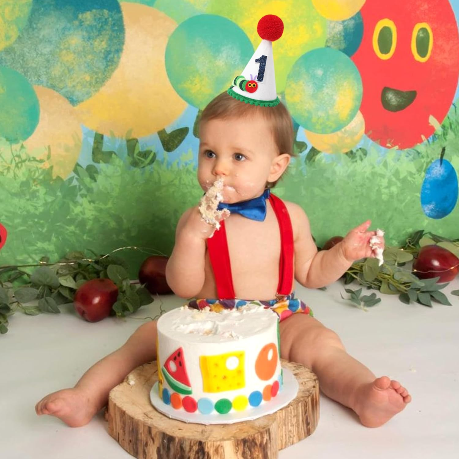 Agkvw Hungry Caterpillar 1St Birthday Hat - Hungry Hungry Caterpillar Party Decoration, First Birthday Crown for Boys, Cake Smash Crown, Green image number 4