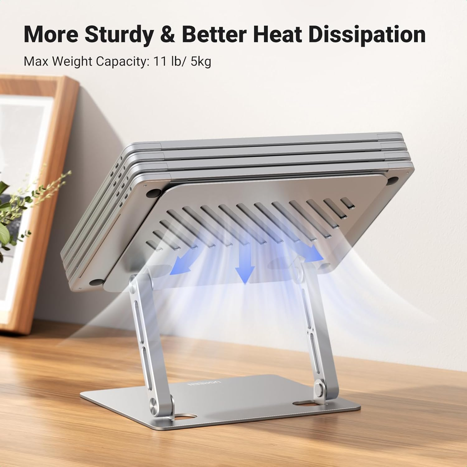 UGREEN Laptop Stand for Desk Adjustable Ergonomic Desktop Holder Compatible with Macbook, Chromebook, Notebook, up to 17.3 Inch image number 5
